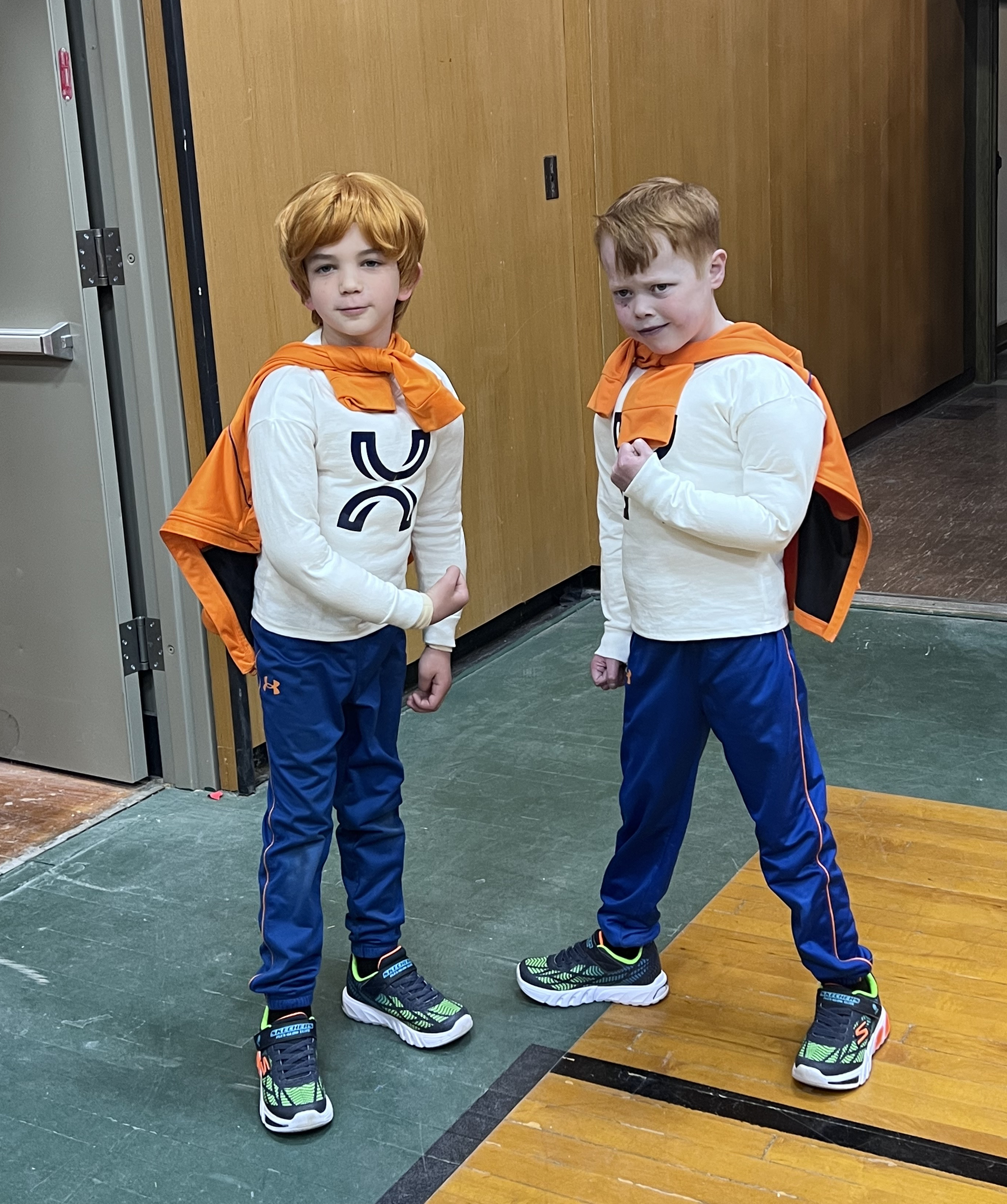 Marshall Sepello, 9, writes, directs and stars in his own superhero movie, "Marshall Man," shot in Liverpool, N.Y., with help from Make-A-Wish CNY and American High. At left is Marshall's stunt double, Eli Caita-Cherkas. (Molle DeBartolo | American High)