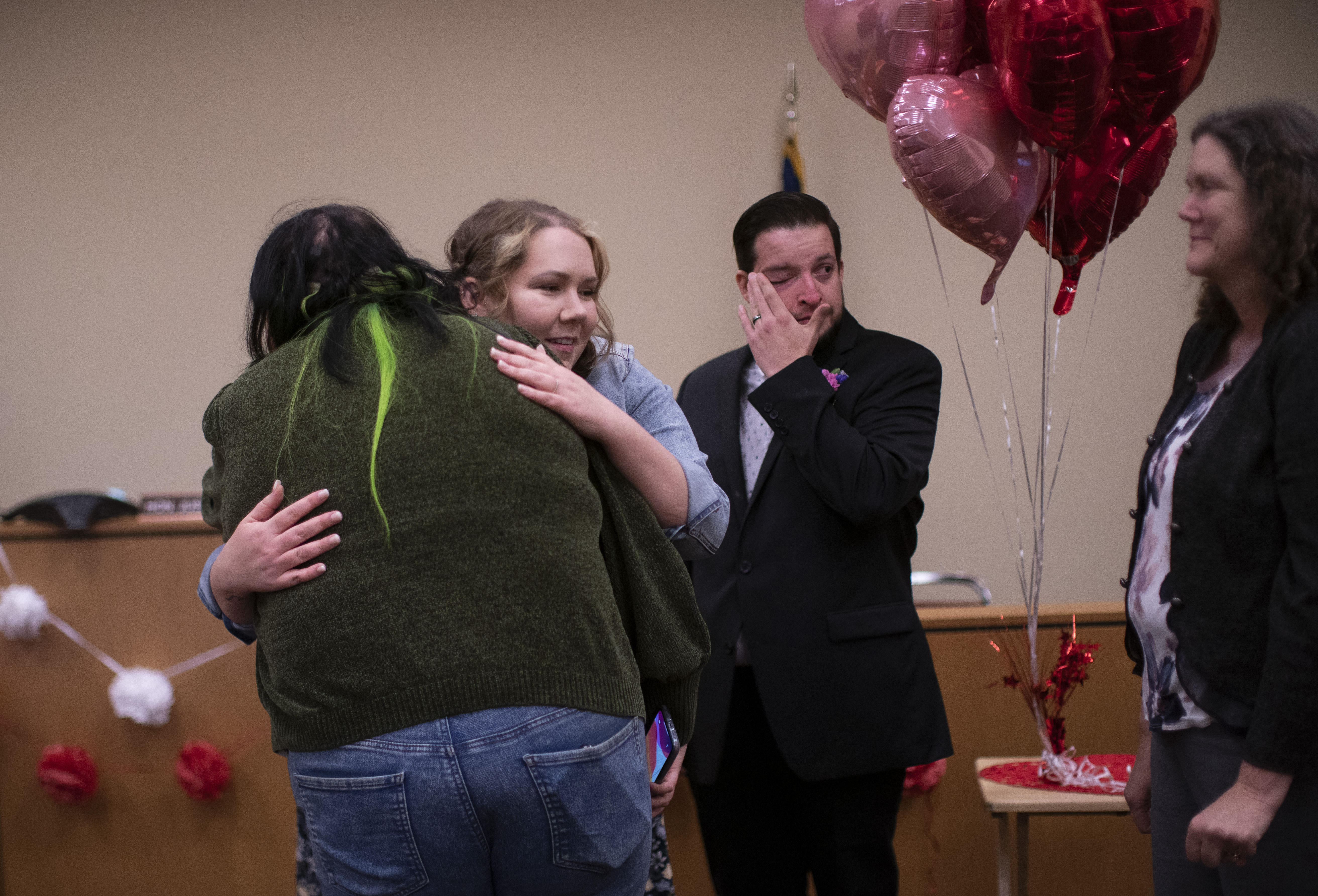 Ashley and Andrew Bretthauer were married at the Marion County Justice Court in Salem, February 14, 2023. Beth Nakamura/The Oregonian