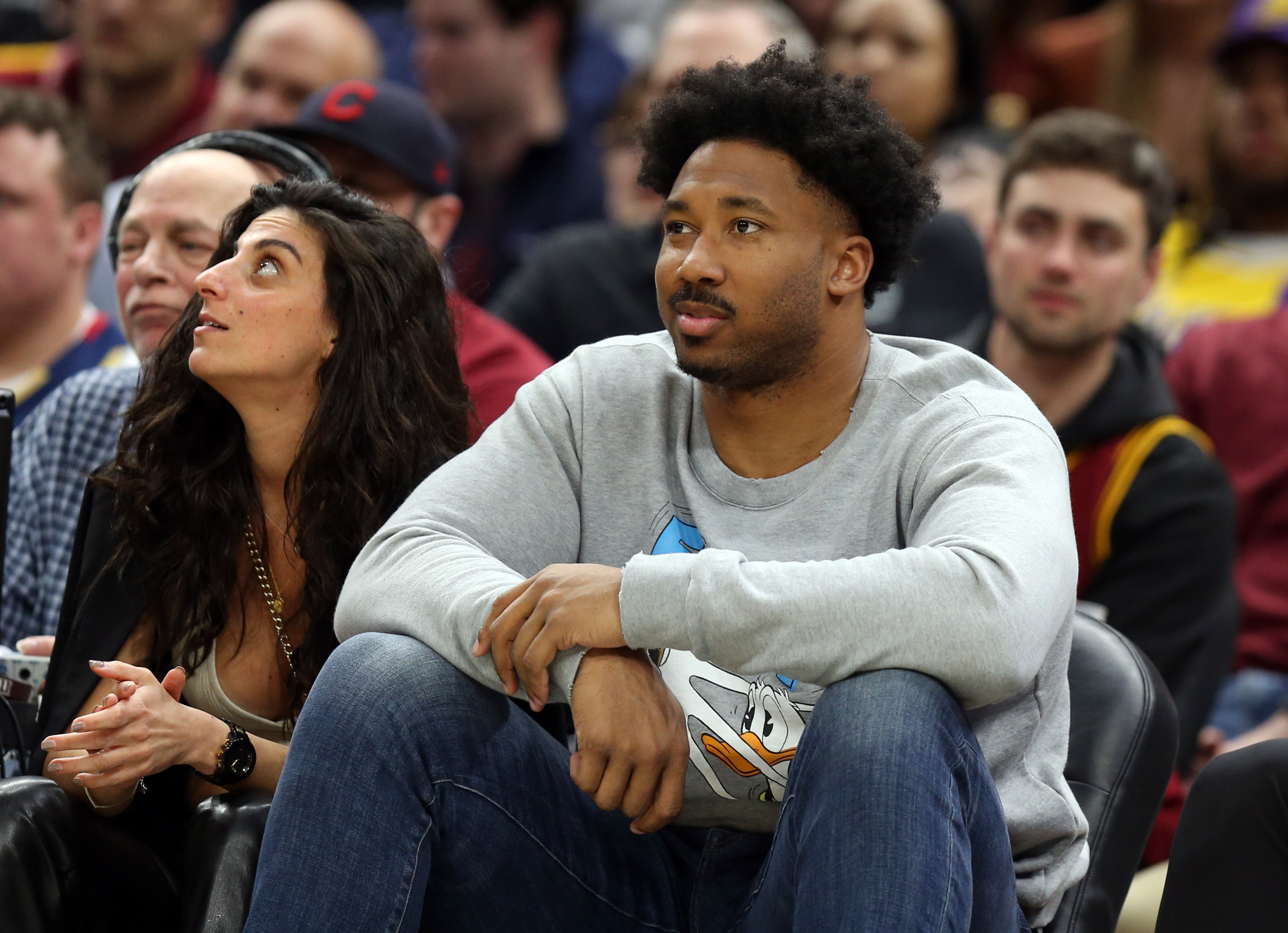 Browns' Myles Garrett shows off hops, dunks all over Celebrity Game - NBC  Sports