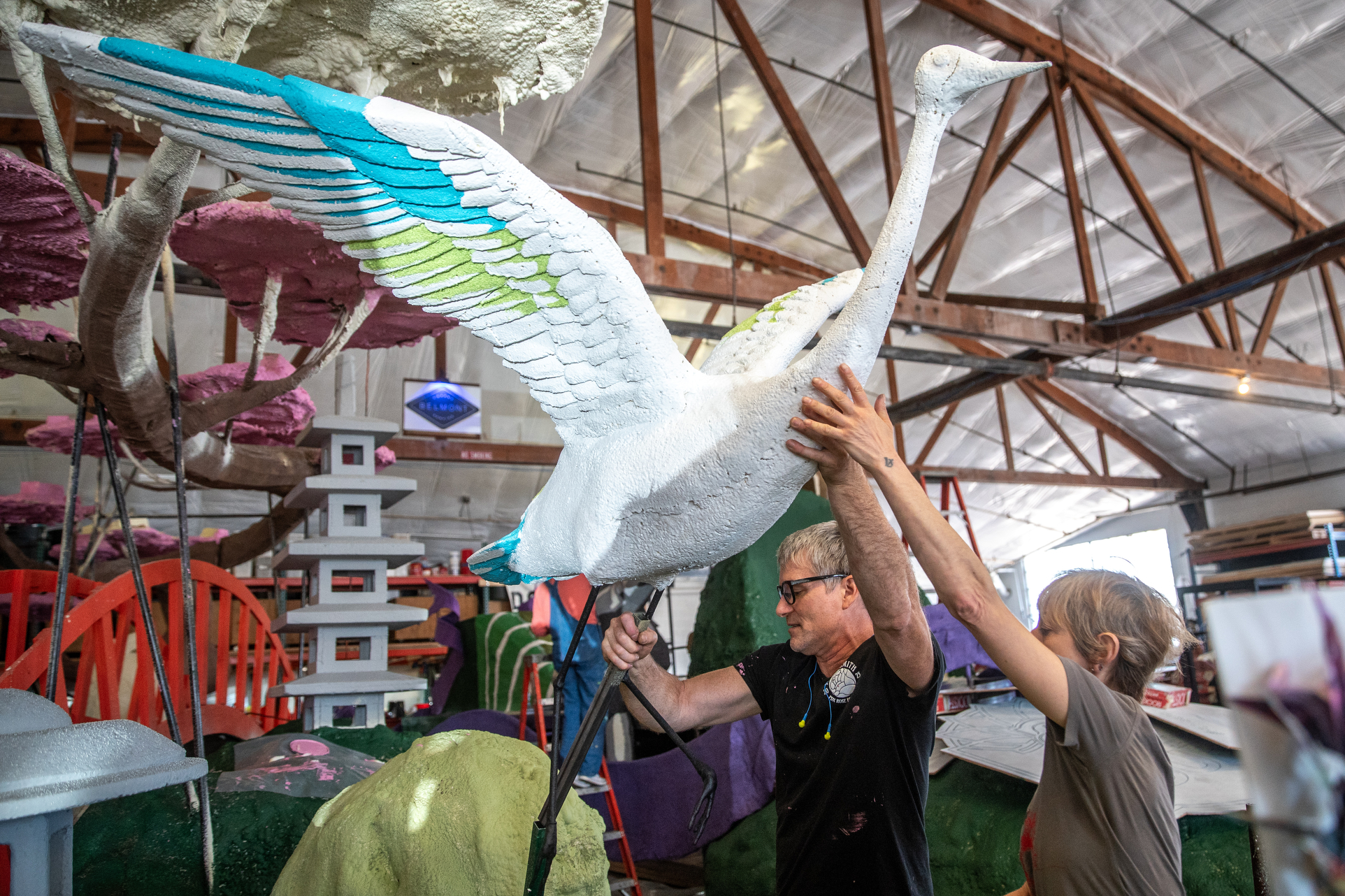Portland Rose Festival 2026 float decorating at the Big Float Barn ...
