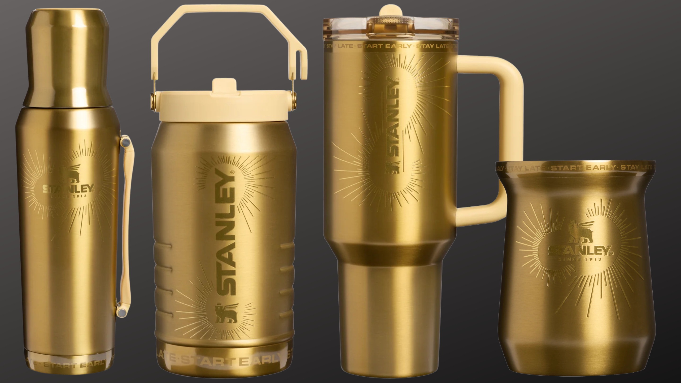 【日本未発売／限定モデル】Messi × Stanley ゴールド 710ml Stanley drops limited-edition all-gold Messi drinkware collection