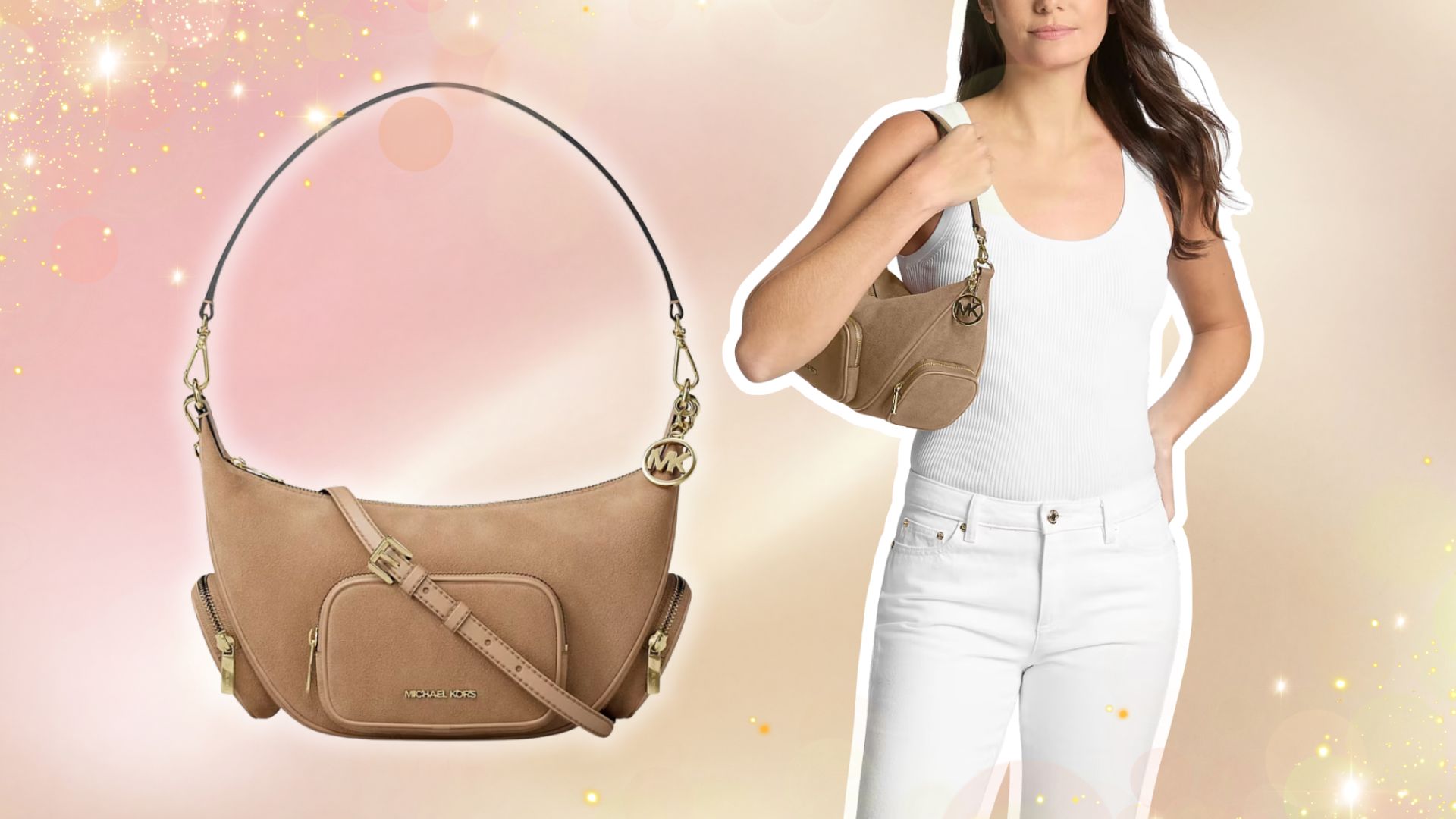 Merritt Medium Suede Convertible Shoulder Bag on huge sale for
