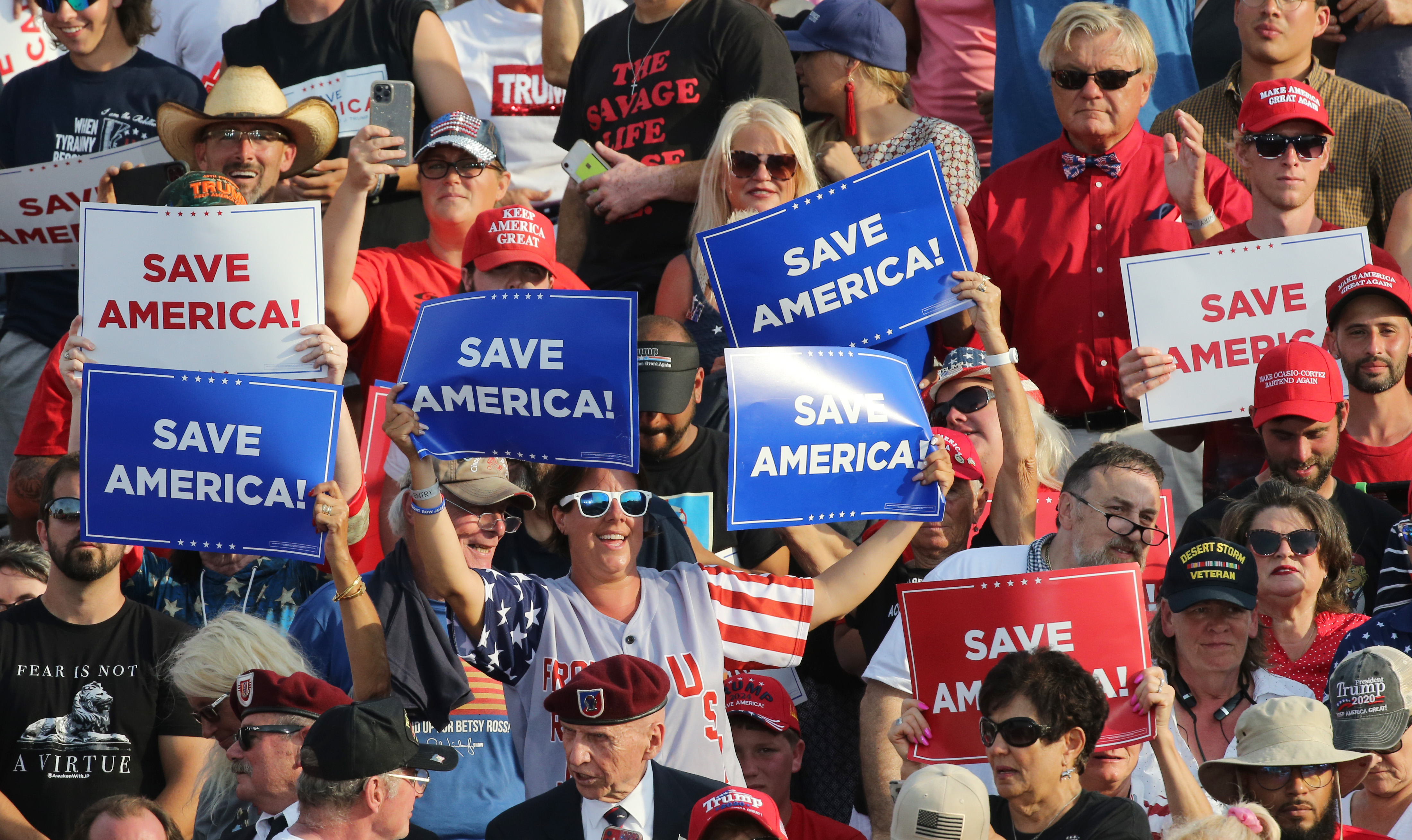 President Donald Trump holds first rally since leaving office at the ...