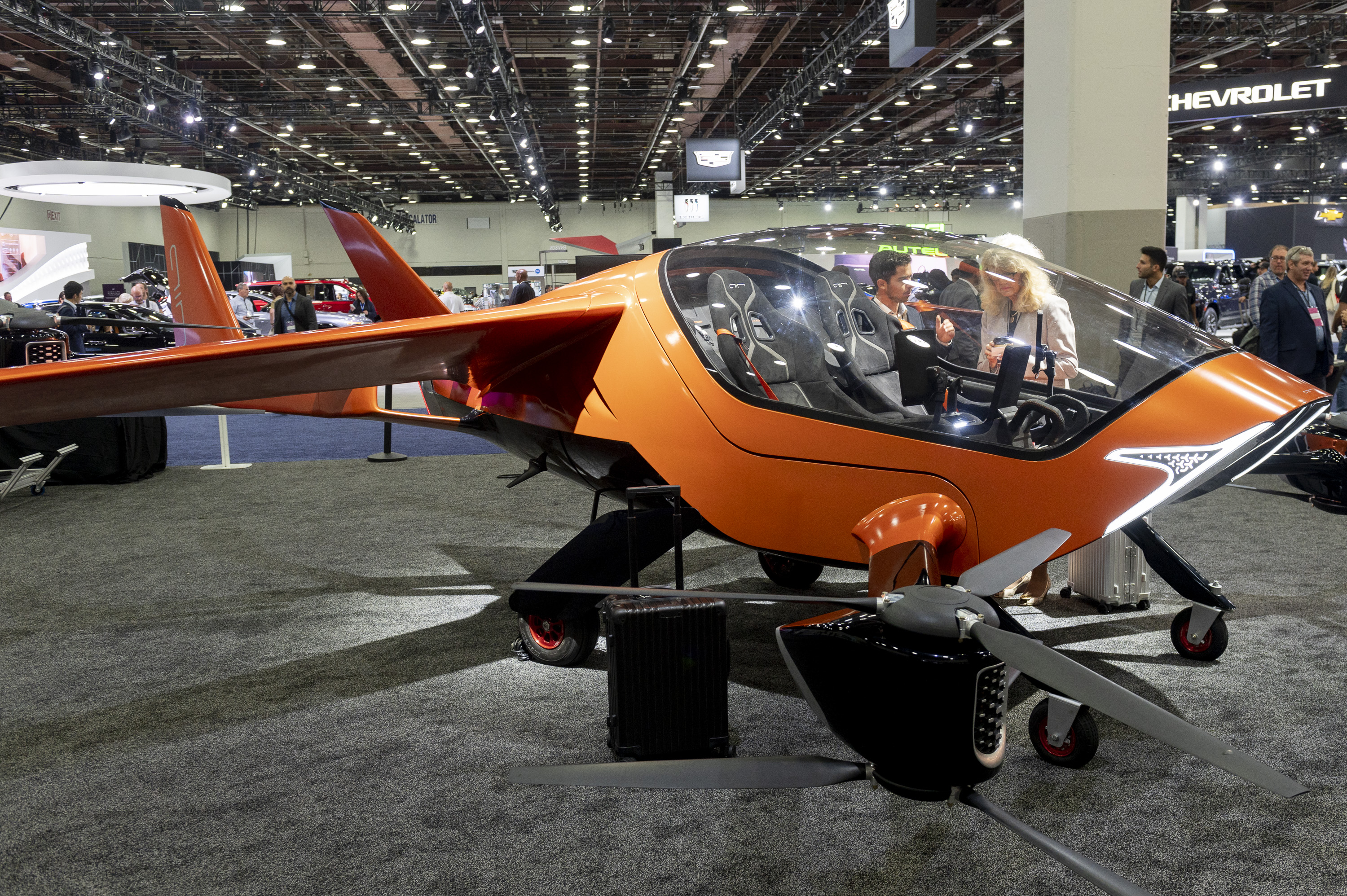 An AIR ONE VTOL aircraft on display as the 2022 North American International Auto Show begins with media preview day at Huntington Place in Detroit on Wednesday, Sept. 14 2022.