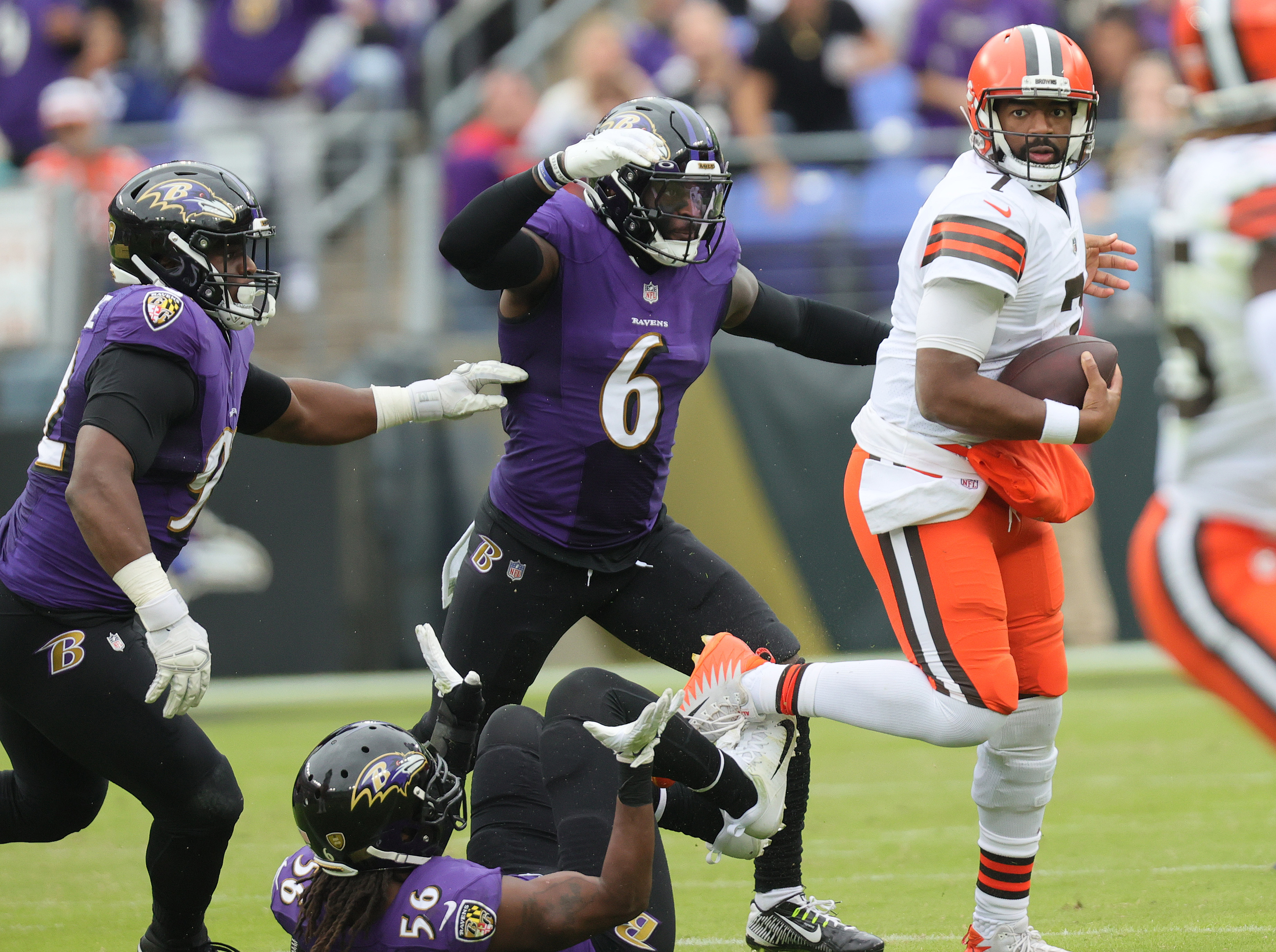 Cleveland Browns quarterback Jacoby Brissett vs. the Baltimore Ravens, October  23, 2022 