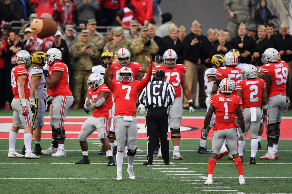 Ohio State quarterback Joe Burrow drops back to pass against Bowling Green  during the second half of an NCAA college football game Saturday, Sept. 3,  2016, in Columbus, Ohio. Ohio State beat