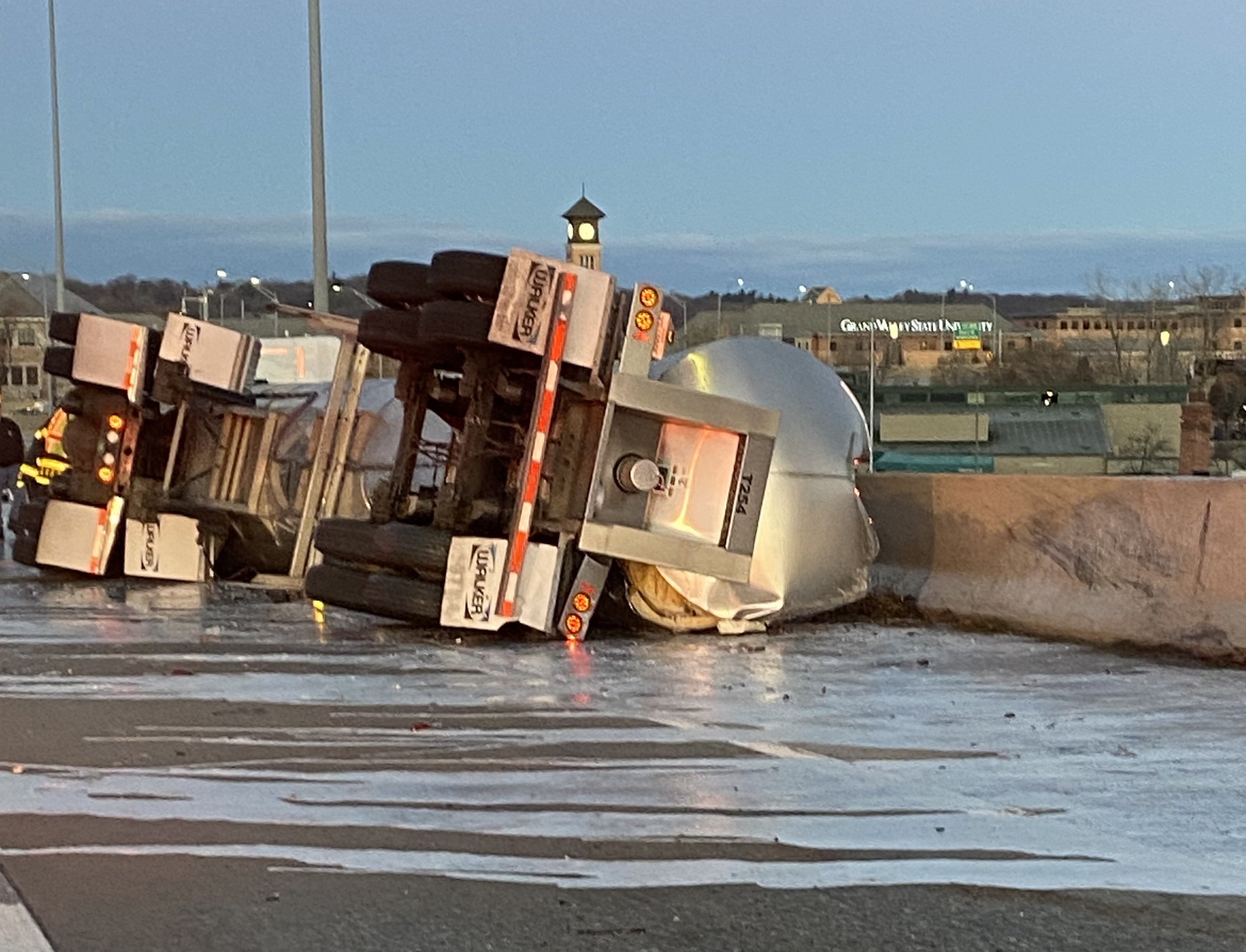 Multiple lanes of NB U.S. 131 closed at S-Curve after semi-truck rollover