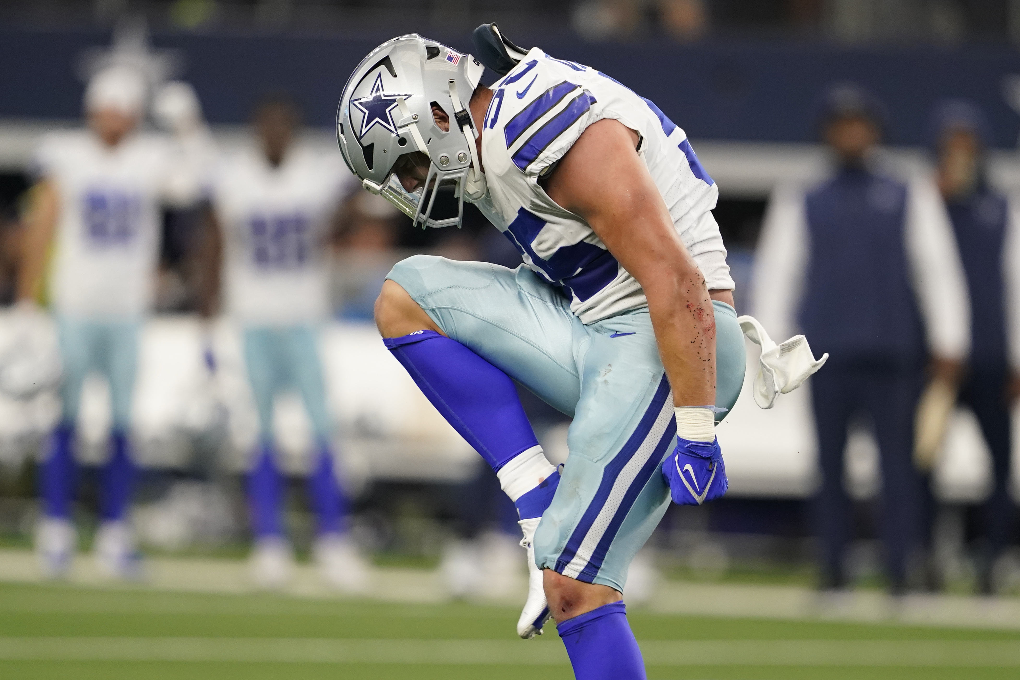 Dallas Cowboys defensive end Dante Fowler Jr. (56) is seen during an NFL  football game against the Cincinnati Bengals, Sunday, Sept. 18, 2022, in  Arlington, Texas. Dallas won 20-17. (AP Photo/Brandon Wade