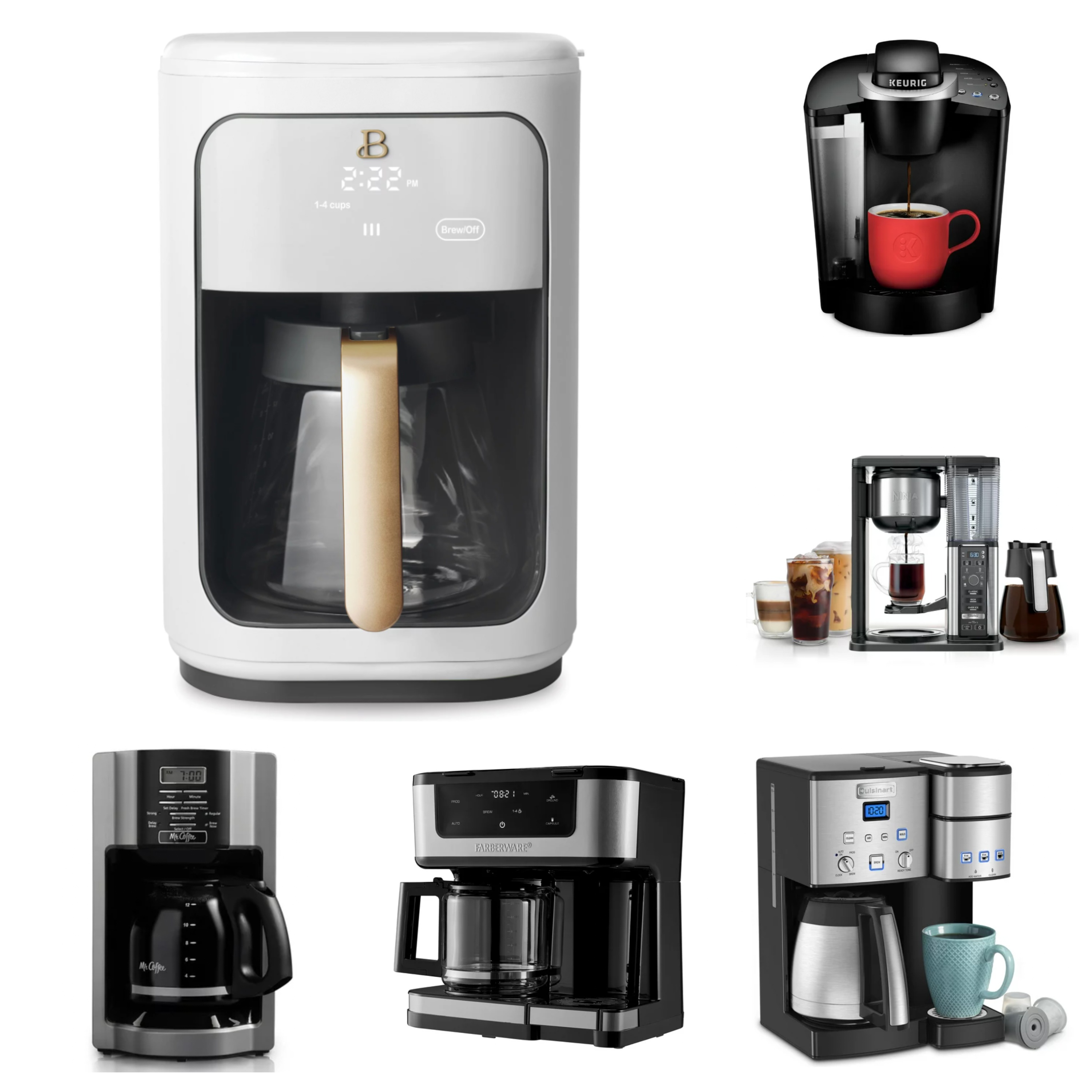  Beautiful 14 Cup Programmable Touchscreen Coffee Maker, White  Icing by Drew Barrymore (White Icing): Home & Kitchen