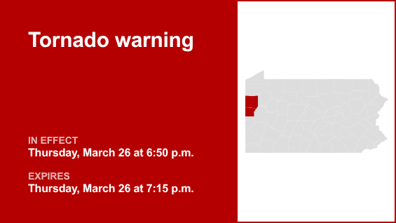 Update: Tornado warning issued for Lawrence and Mercer counties