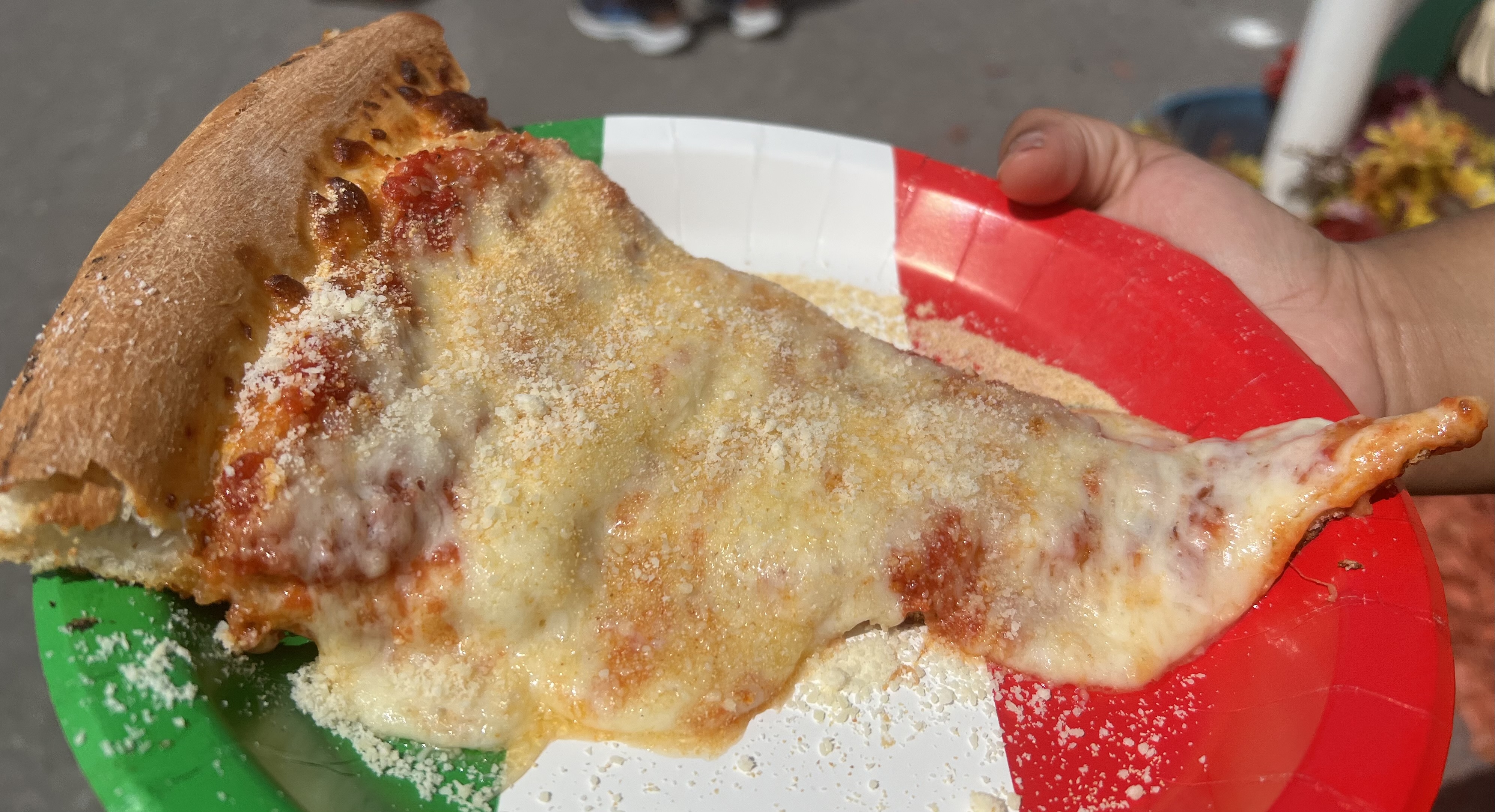 New York Specialties on Restaurant Row at the New York State Fair offers a hot and ready and cheesy slice of pizza.