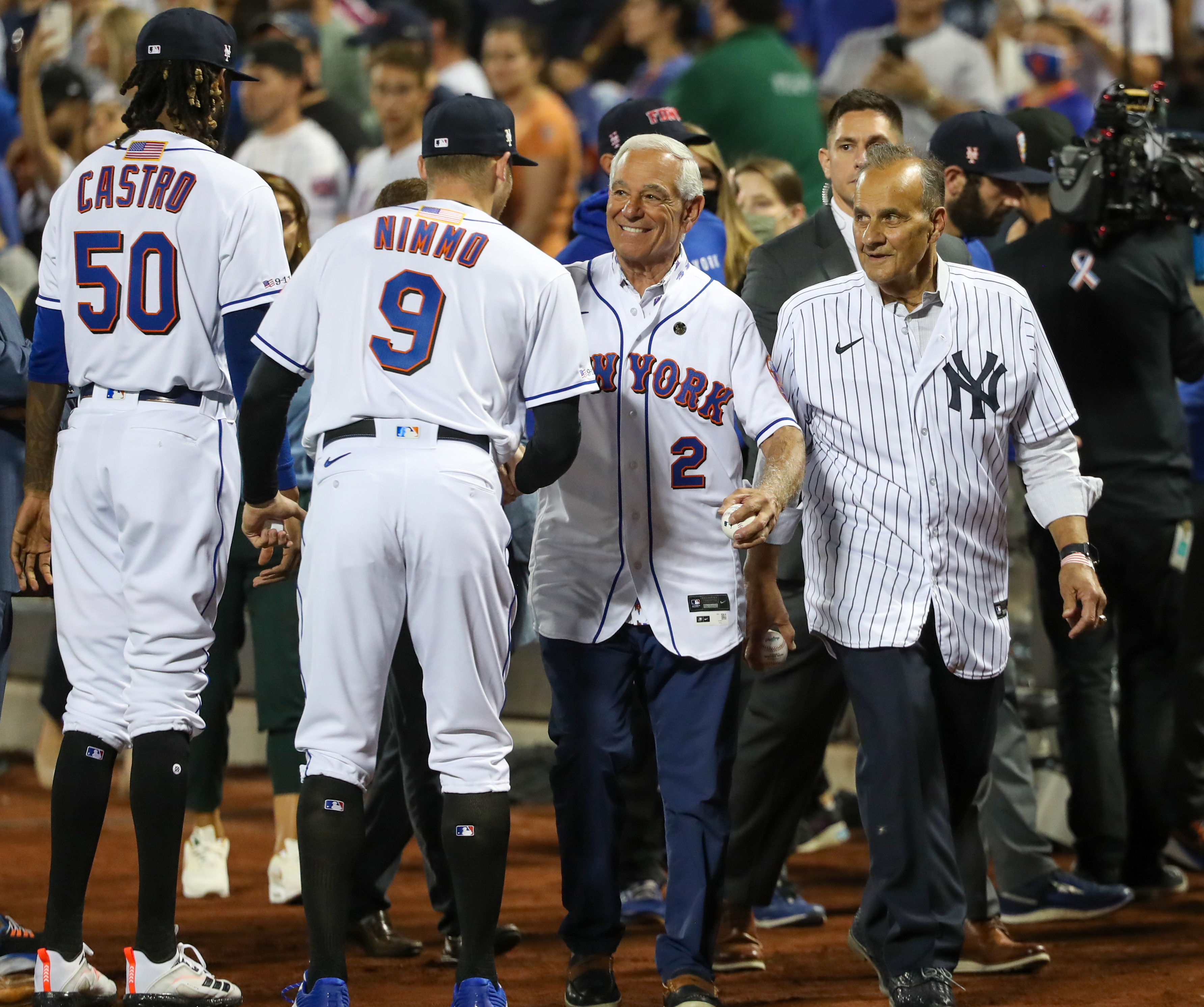 Pregame ceremonies commemorating 9/11 were held at Citi Field before  tonight's Subway Series matchup 