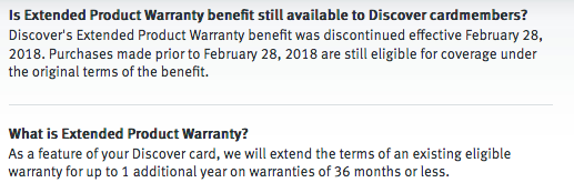 Discover Card extended warranty