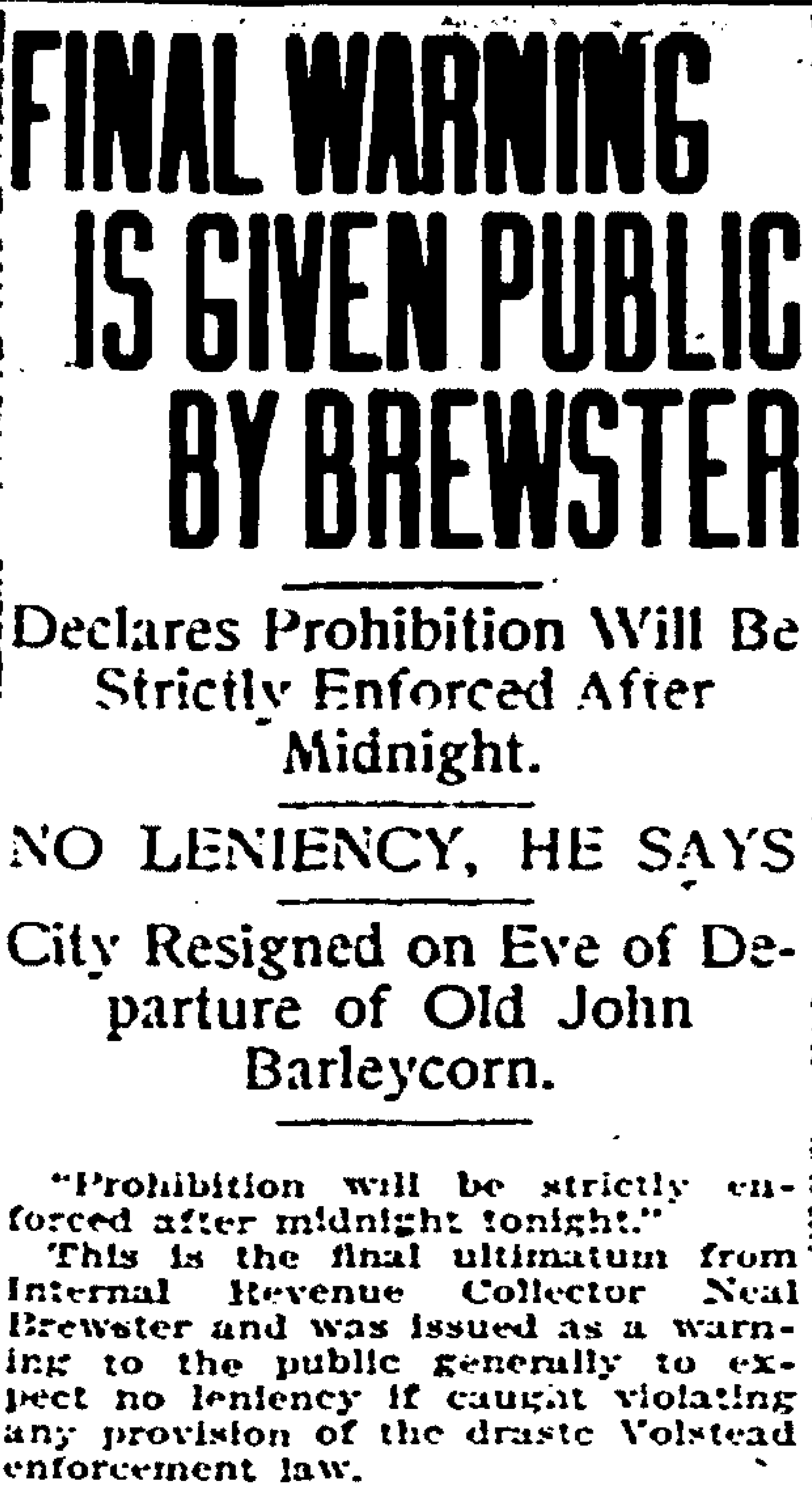 1920 Syracuse is dry and dreary on the first day of Prohibition