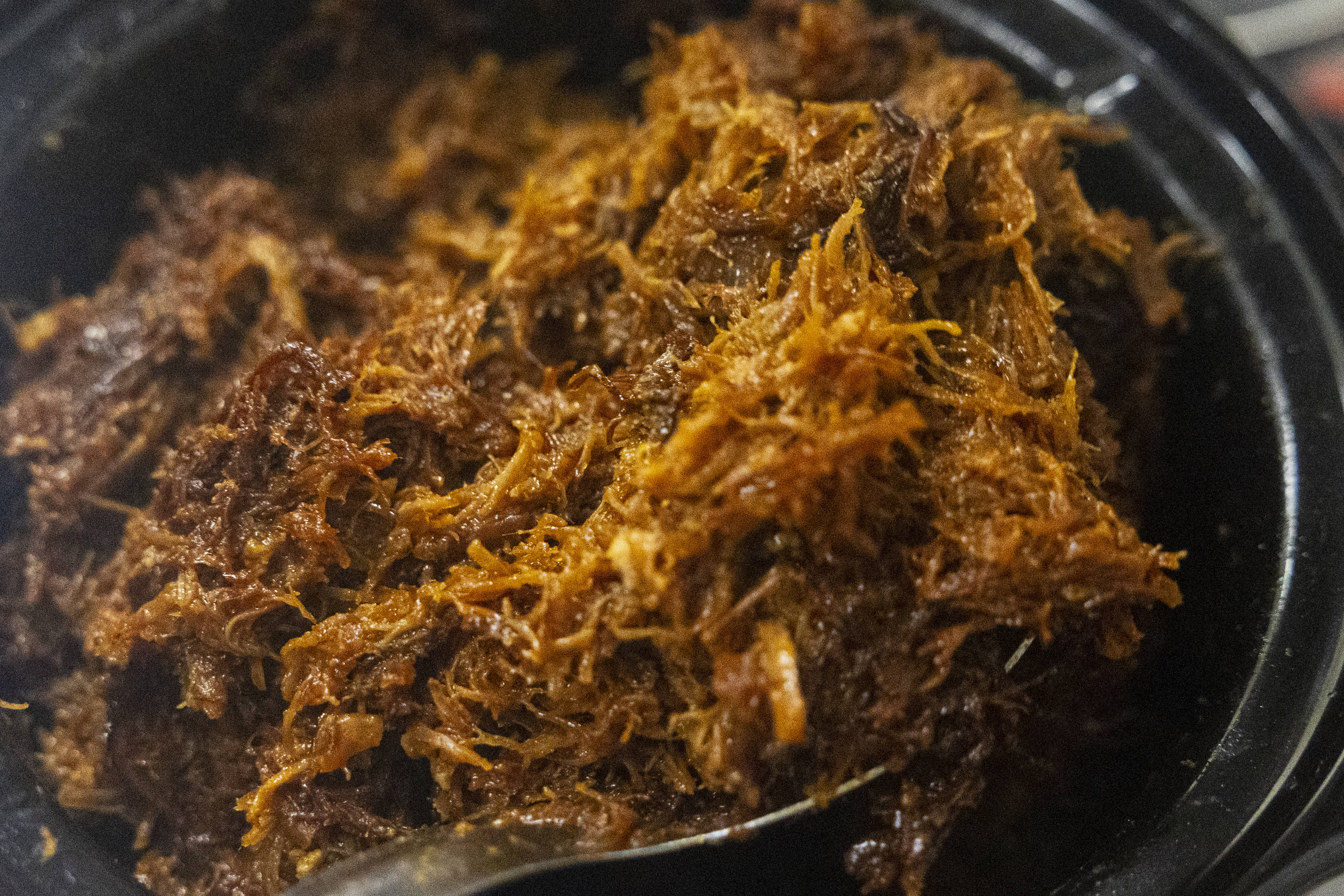 Pulled pork made from scratch daily at Totally Brewed Cafe in downtown Kalamazoo, Michigan on Wednesday, Jan. 3, 2024. 