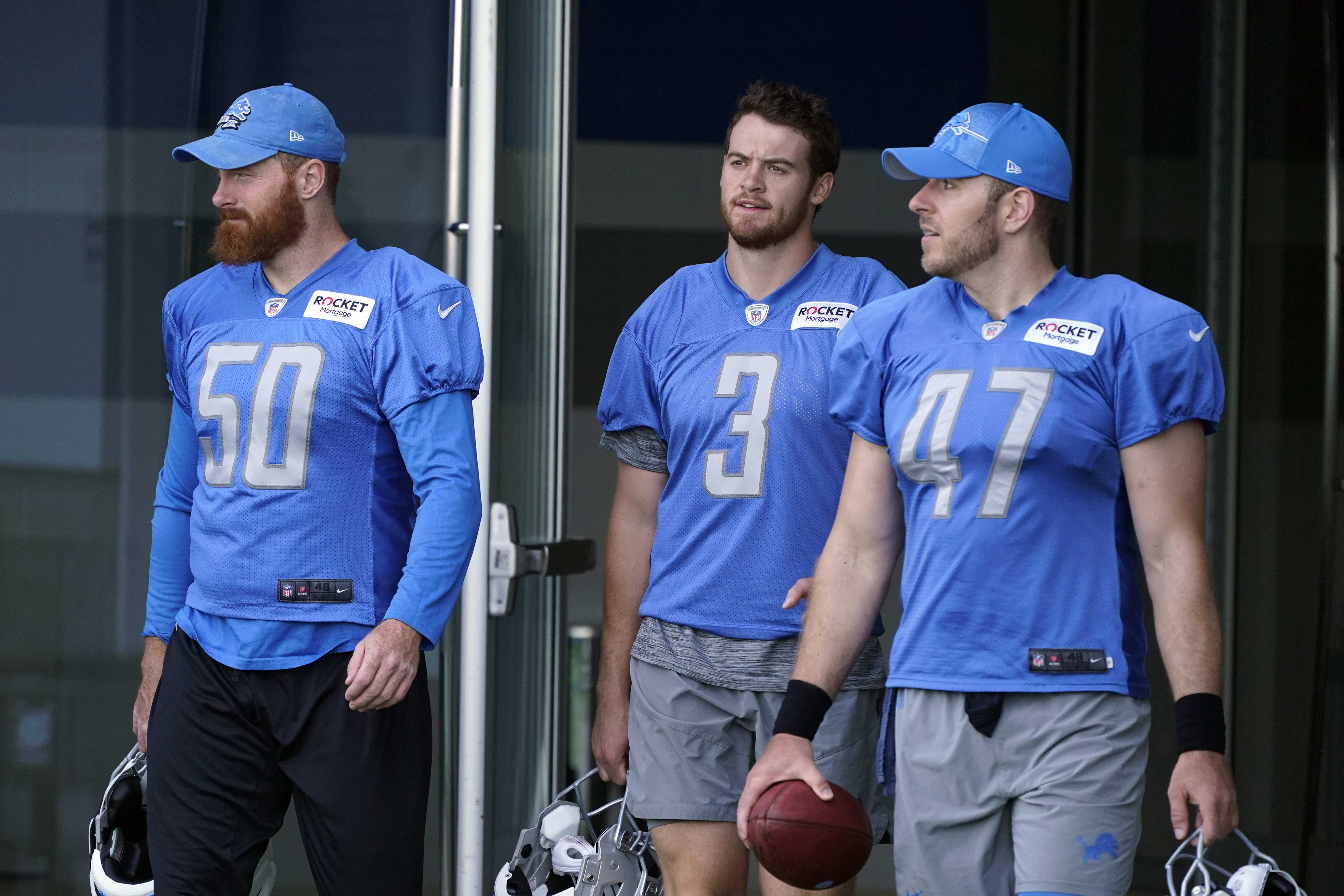 Detroit Lions wide receiver Tom Kennedy (85) has his face mask