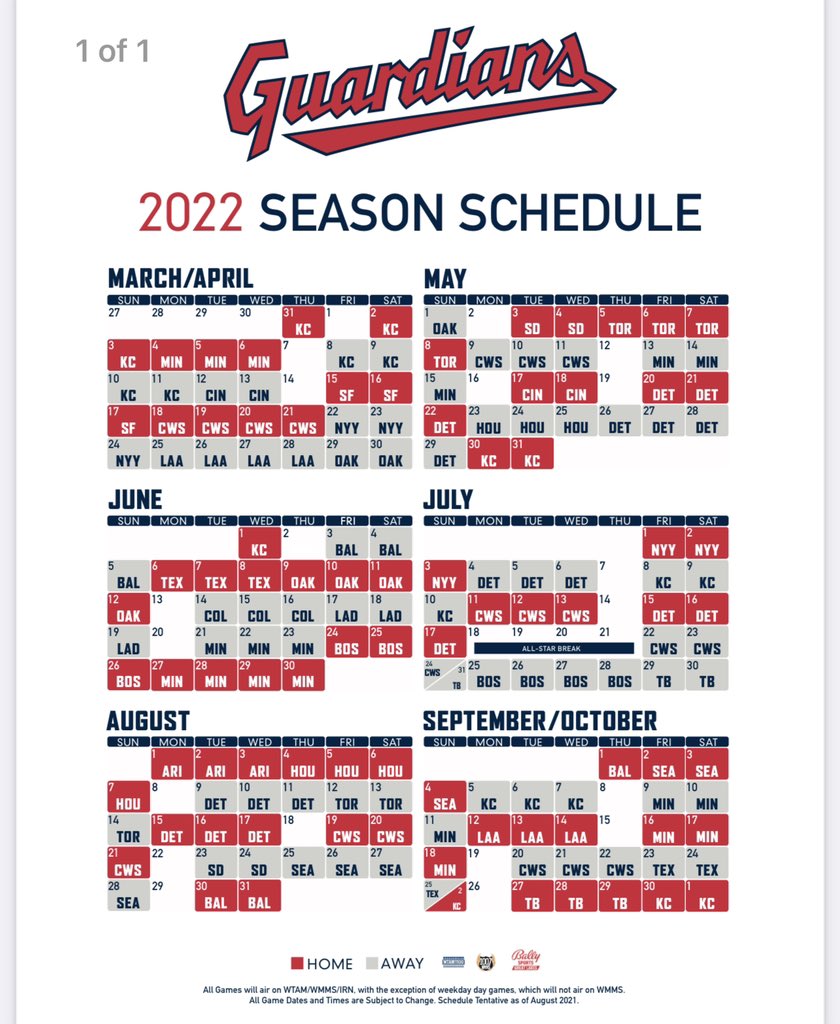 Cleveland Guardians 2024 Schedule Printable Jaine Lilllie