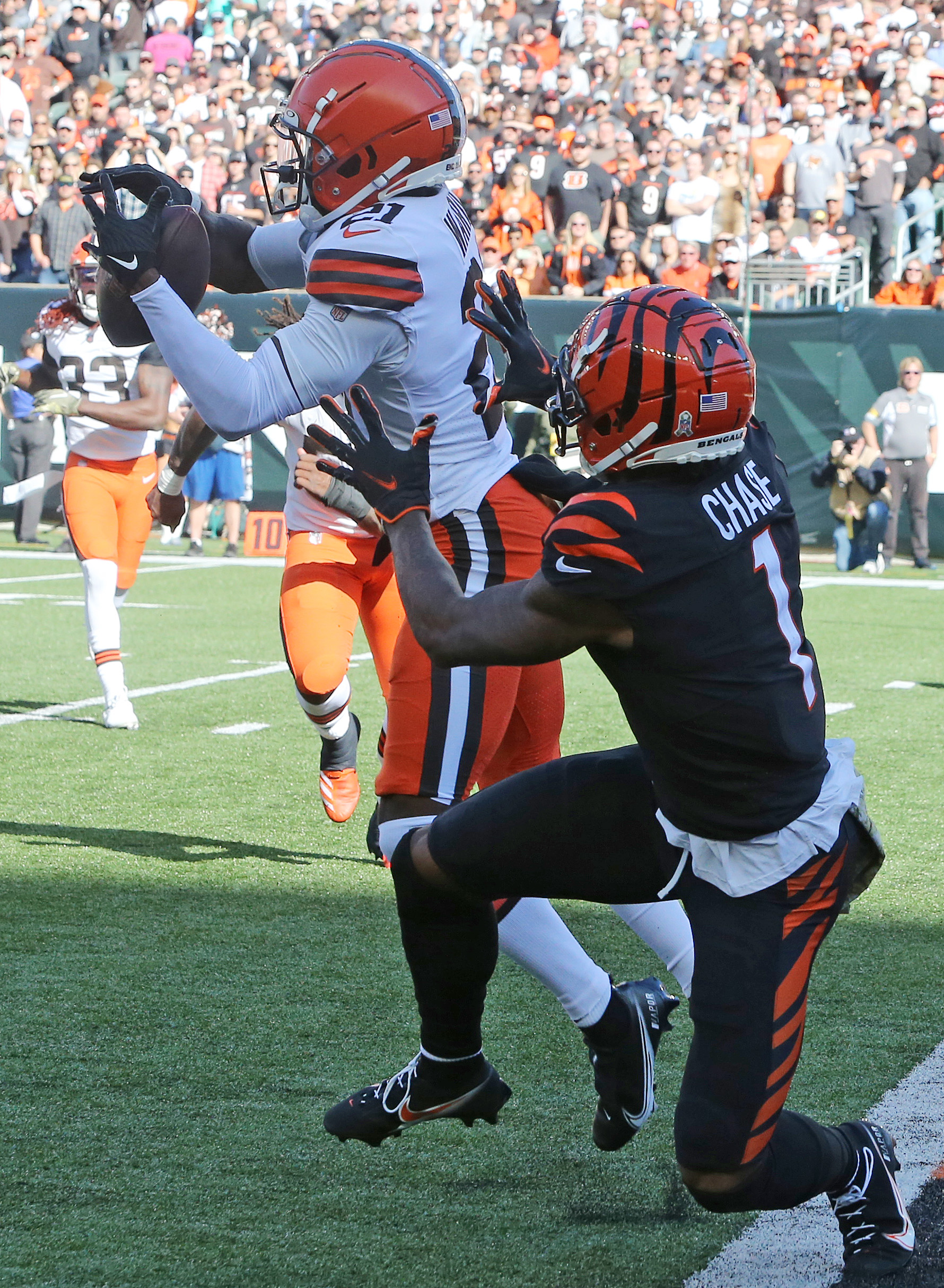 Cleveland Browns cornerback Denzel Ward vs. Cincinnati Bengals, November 7,  2021 