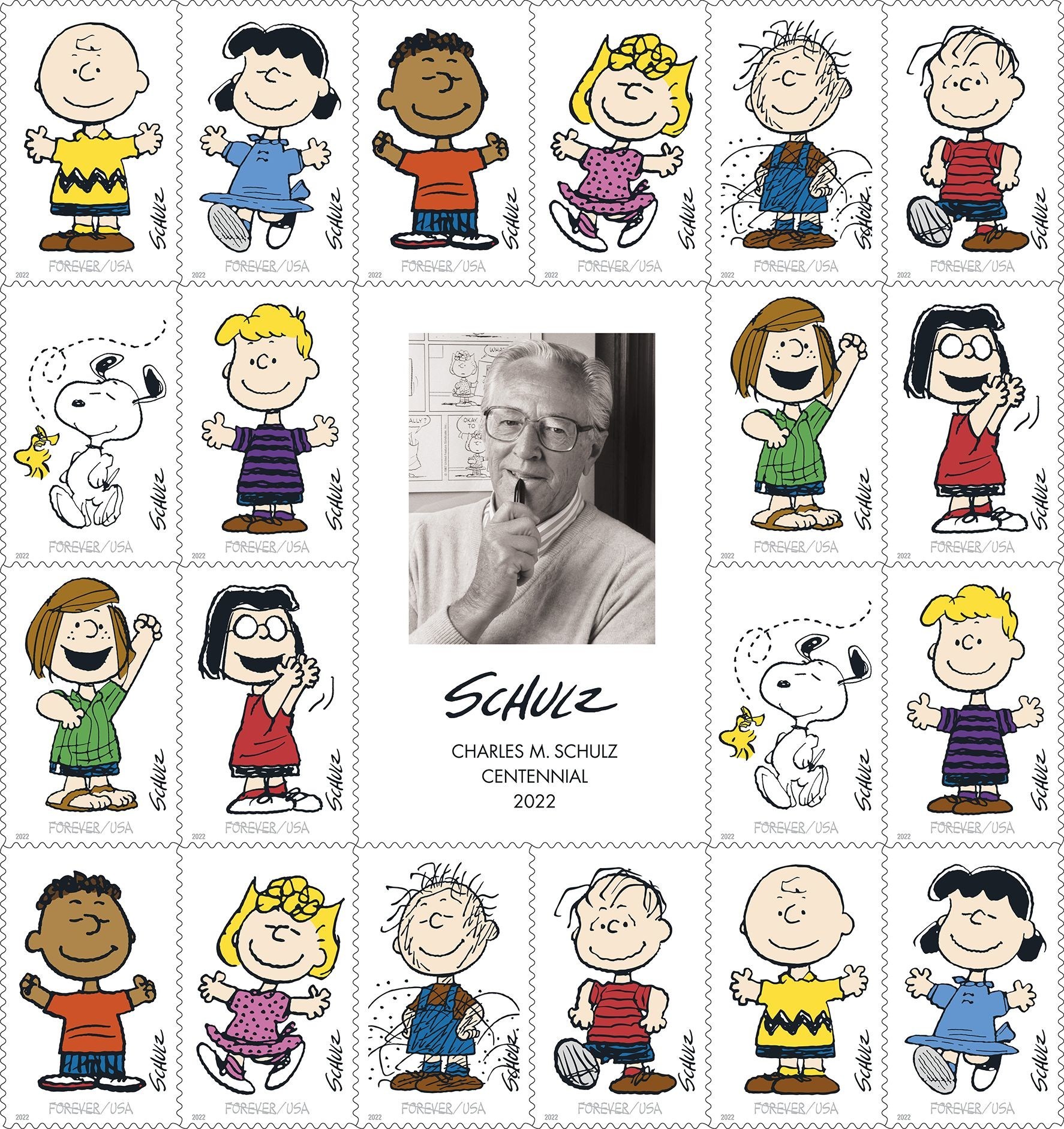 Charlie Brown, Snoopy and their friends land on U.S. postal stamps to honor  their creator 