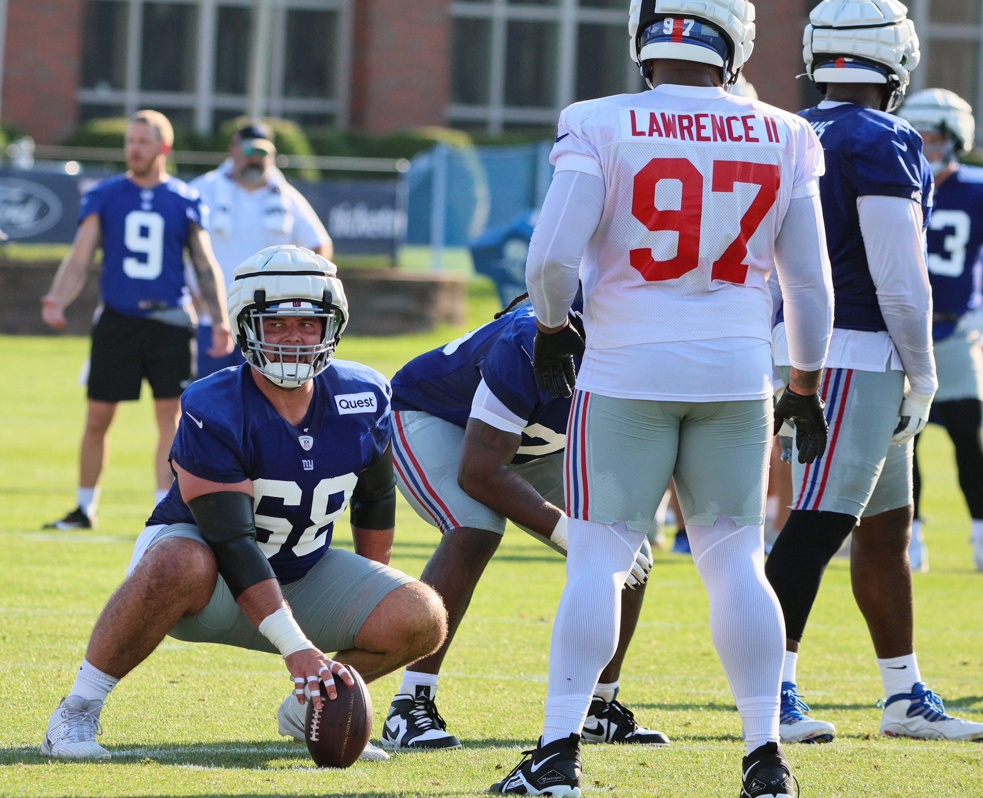 EAST RUTHERFORD, NJ - JULY 30: Ben Bredeson (68) New York Giants guard  during training camp on