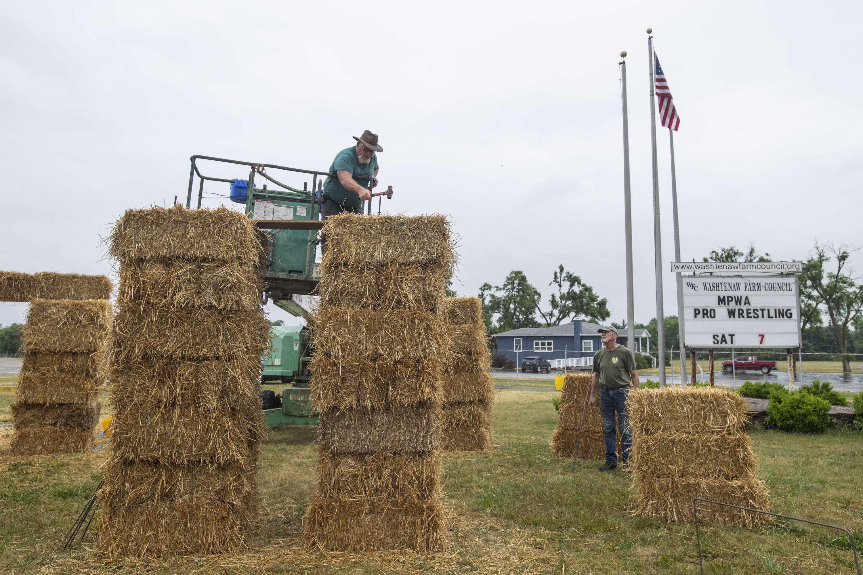 “Strawhenge” built at Washtenaw fairgrounds for Saline Celtic Festival