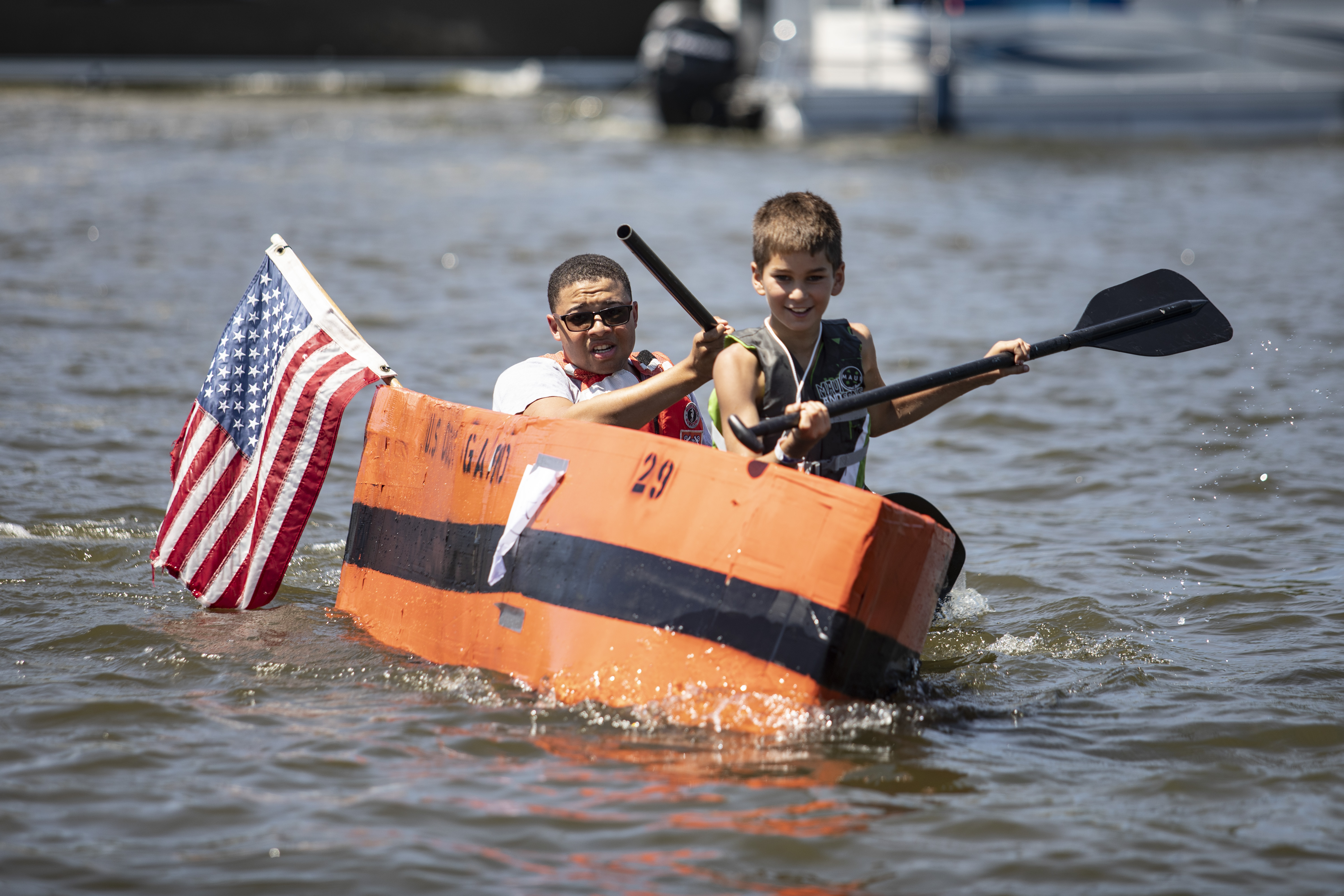 Will it float? Makeshift cardboard boats take to the water during