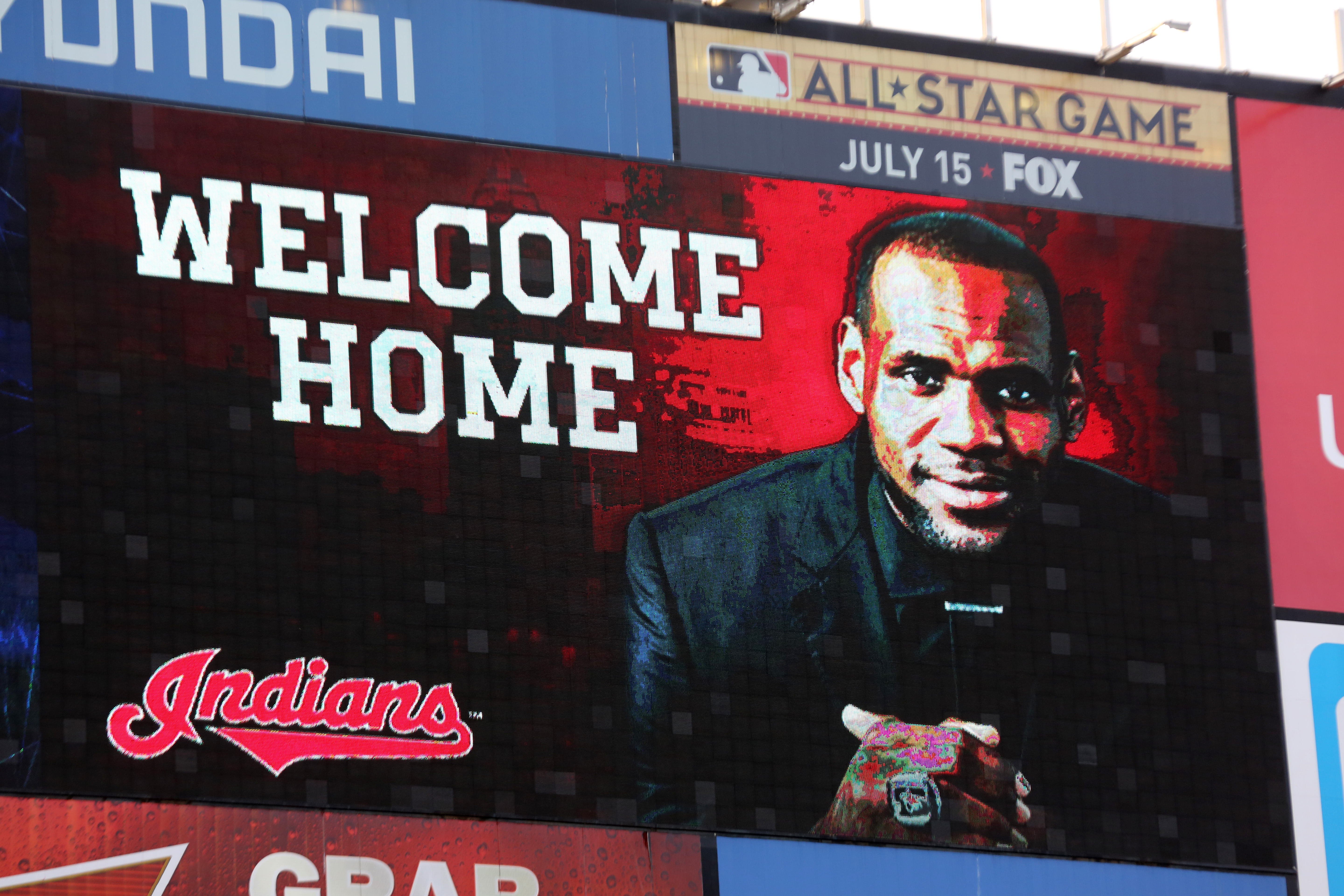 Fans welcome back LeBron James at Progressive Field  in a game between the Cleveland Indians and the Chicago White Sox on Friday, July 11, 2014.(Thomas Ondrey/The Plain Dealer) 