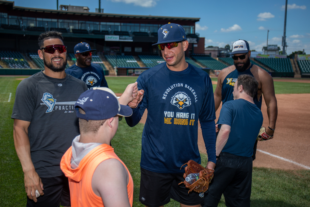 Kids with disabilities get chance to have a catch with York Revolution  players 