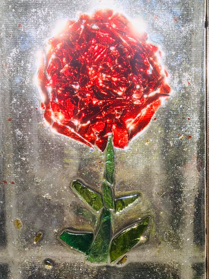 shattered glass rose