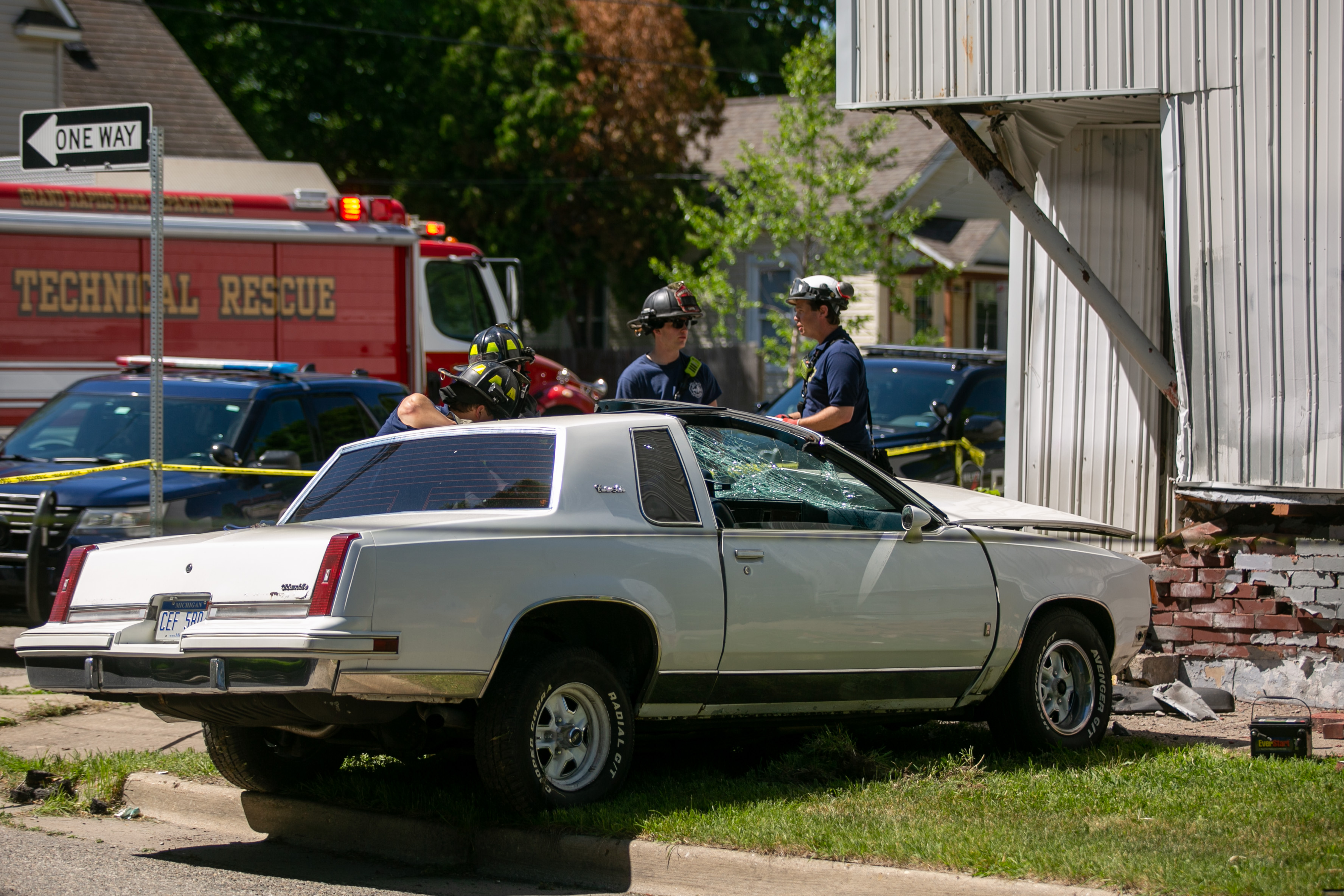 Stolen vehicle crashes into building after police pursuit - mlive.com