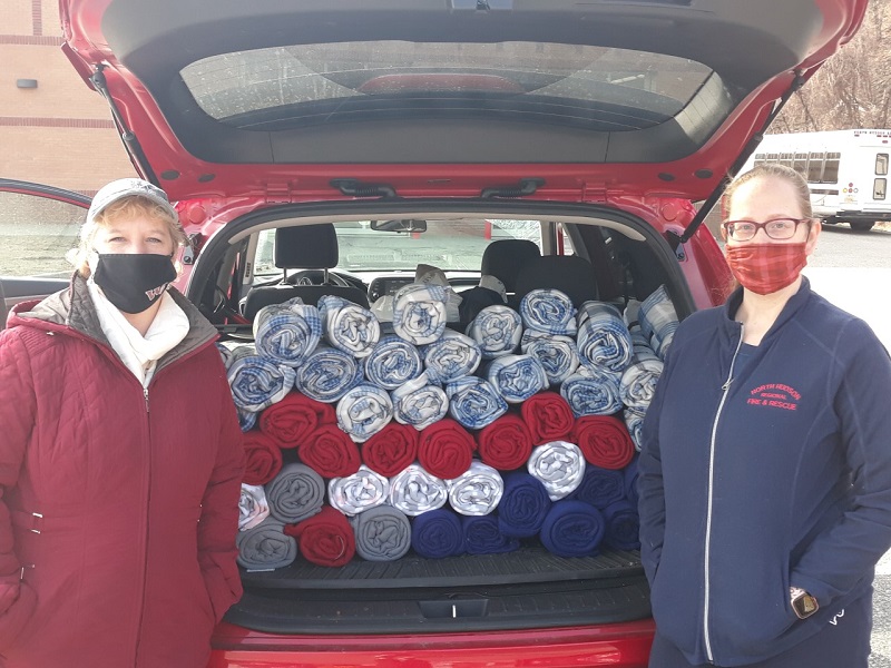 Weehawken Elks Lodge #1456 partnered with Walmart to provide supplies for the Palisade Emergency Relief Corporation. Pictured: Lorraine Wuillamey, ER; Kimberley Kingsbury, PDD.
