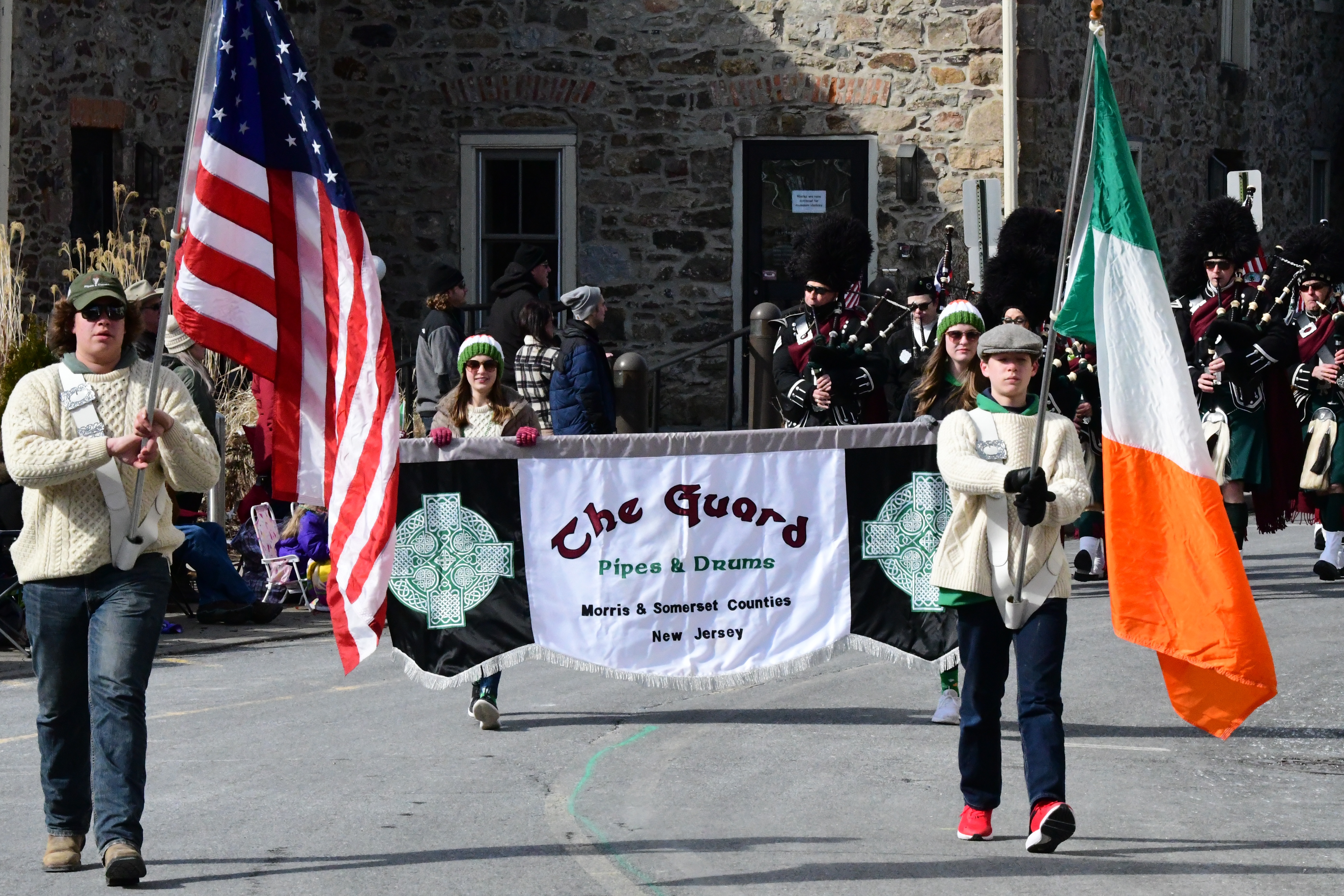 The 2022 St Patrick's Day Parade hosted by the Friendly Sons of St Patrick Hunterdon County took place in Clinton on March 13. Here, The Guard Pipes & Drums of Morris and Somerset Counties.