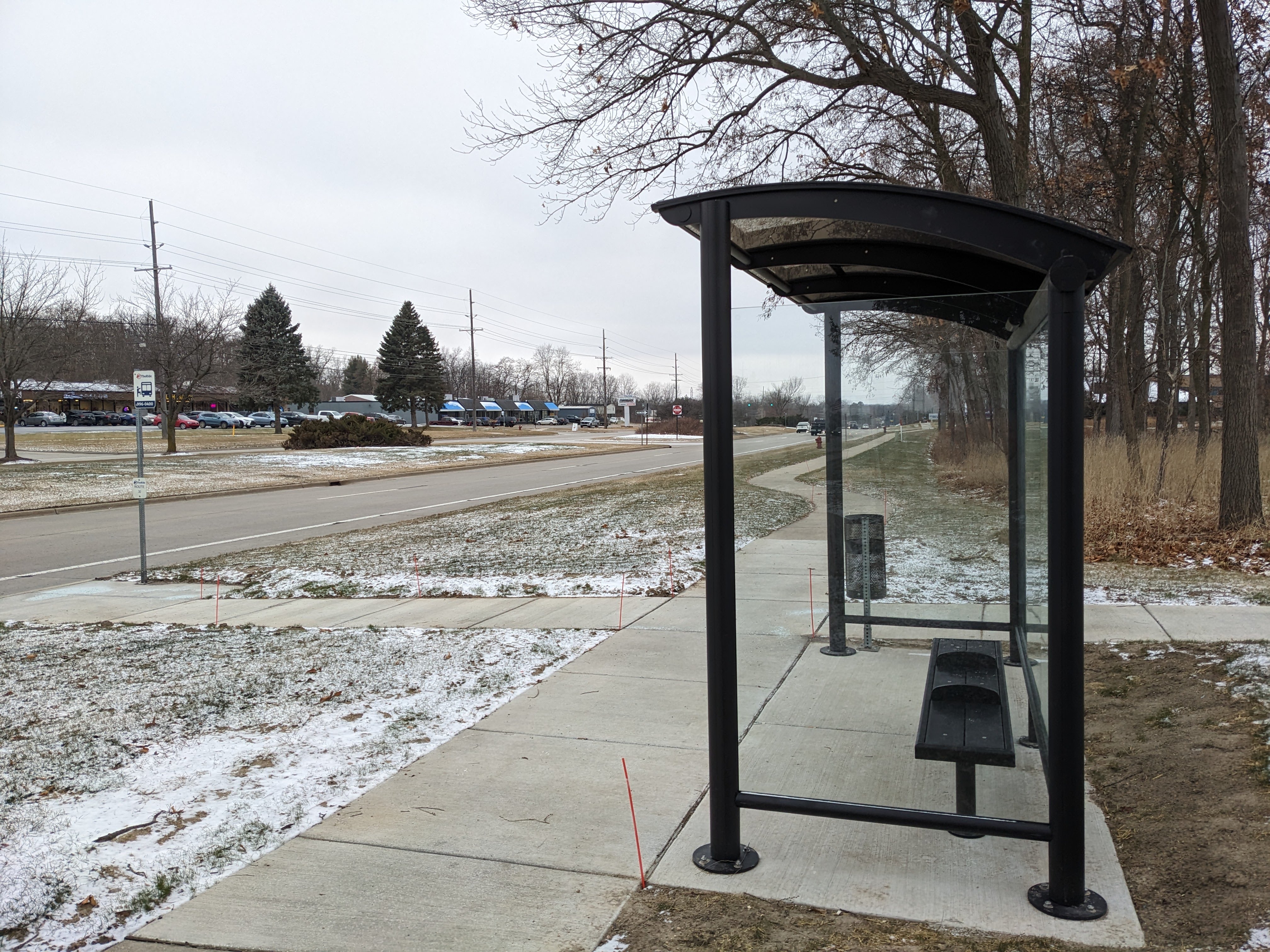 Bus stop shelters installed on busy stretch outside Ann Arbor 