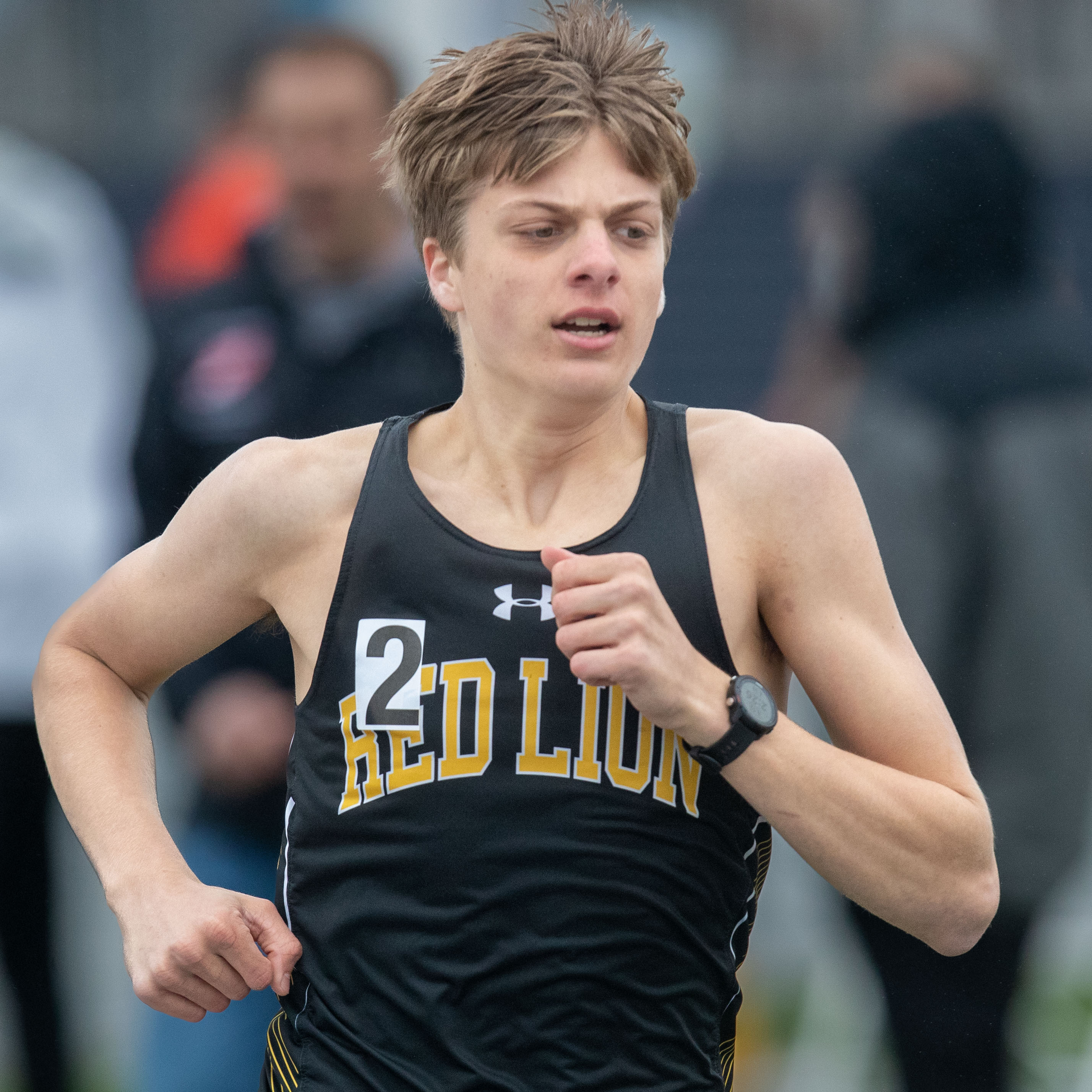 Daniel Naylor, Red Lion, wins the 1600 meter race, in a time of 4:33.58, at the 2023 Tim Cook Memorial Invitational track & field meet at Chambersburg, Pa., Mar. 25, 2023.Mark Pynes | pennlive.com