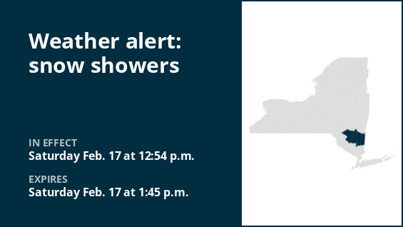 A weather alert has been issued for snow showers in New York on Saturday afternoon