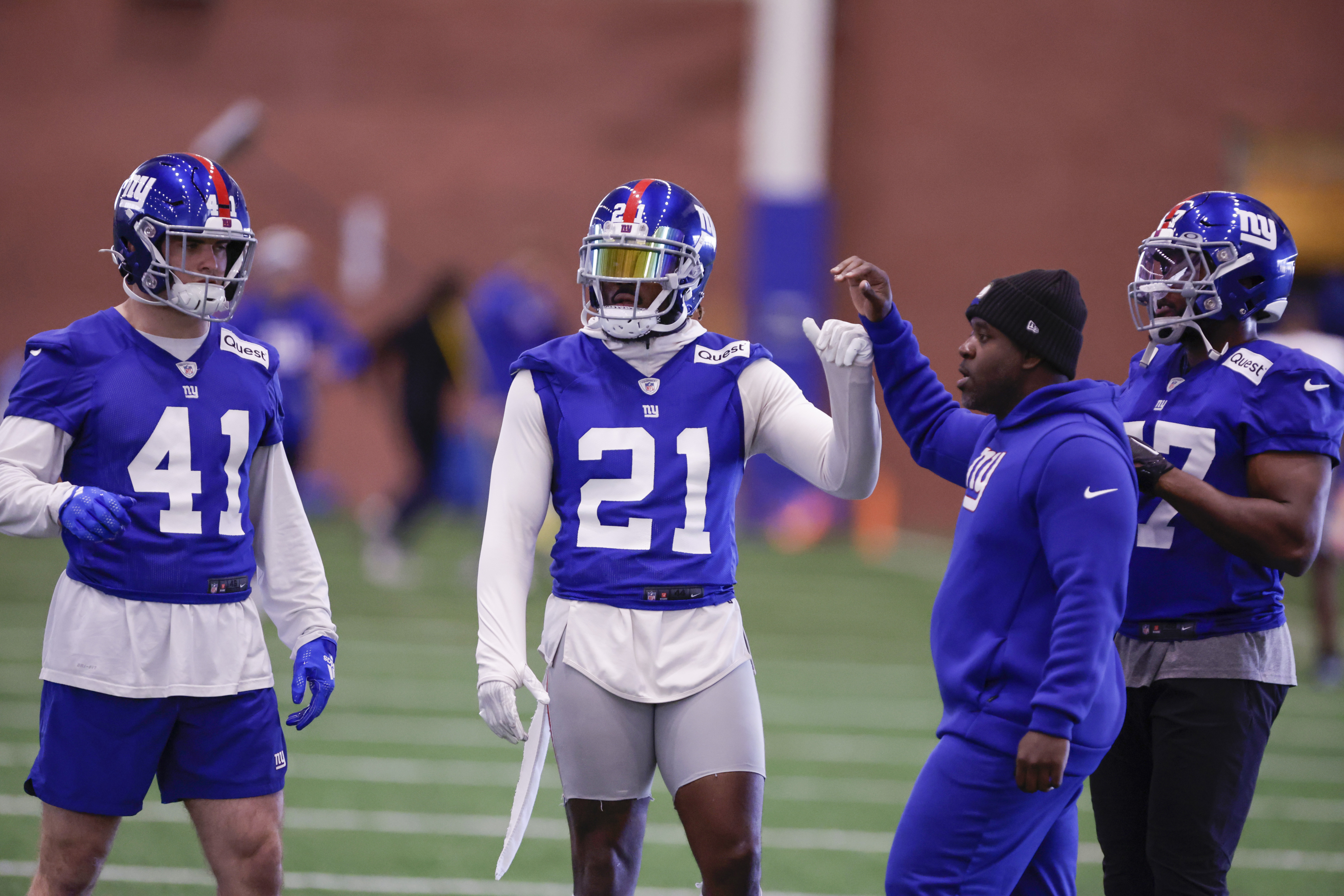 New York Giants cornerback Zyon Gilbert (38) during an NFL