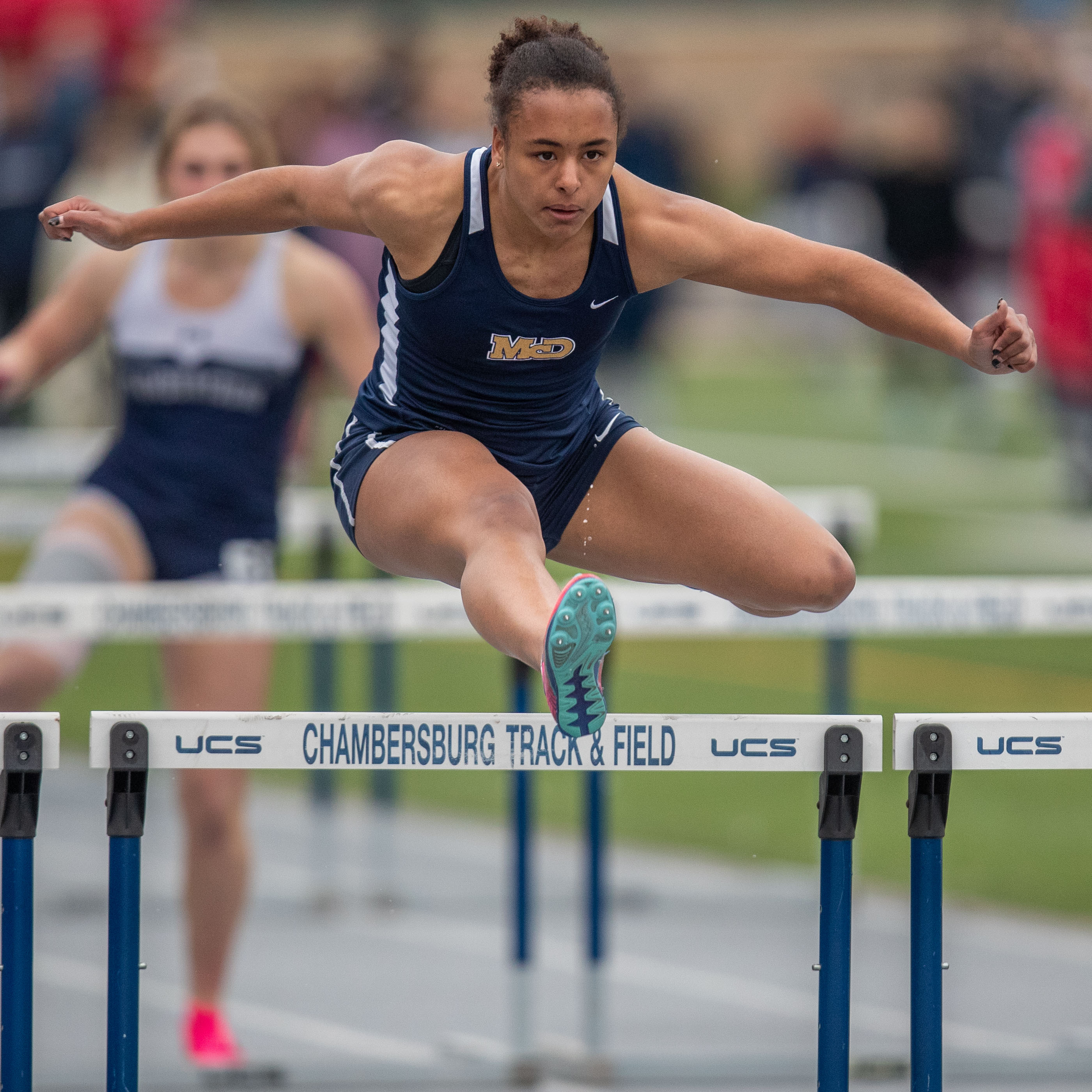 Maddy Brooks, Bishop McDevitt, wins the 100m hurdles at the 2023 Tim Cook Memorial Invitational track & field meet at Chambersburg, Pa., Mar. 25, 2023.Mark Pynes | pennlive.com
