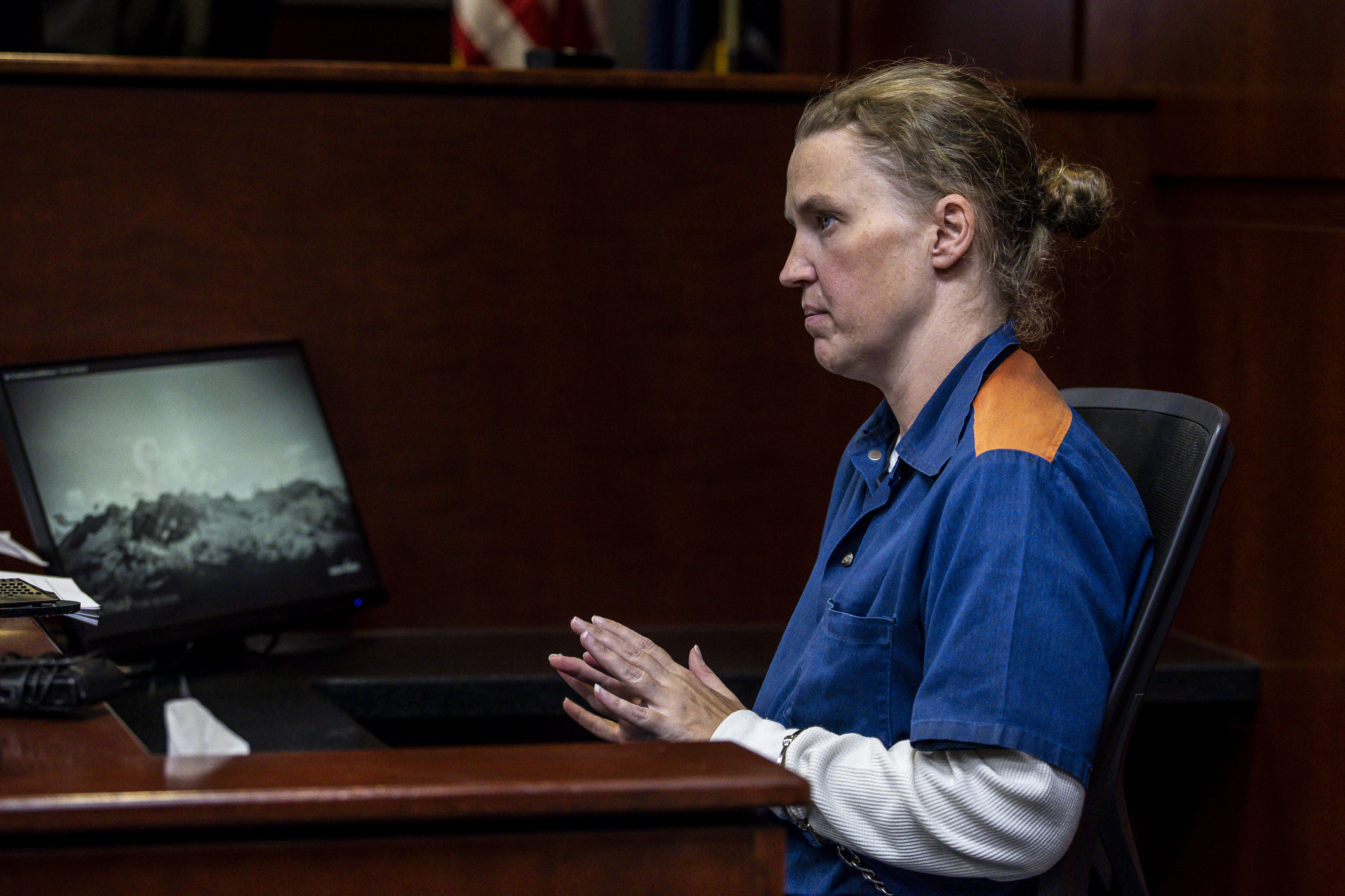 Shanda Vander Ark, the mother convicted of torturing her 15-year-old son to death, appears in court for a Ginther hearing seeking a new trial at Muskegon County Circuit Court in Muskegon, Mich. on Tuesday, November 25, 2025. Vander Ark’s defense claims she was in a “catatonic state” throughout her trial that featured disturbing testimony of how she inflicted cruel punishments on her son, Timothy Ferguson, leading to the boy’s death.
