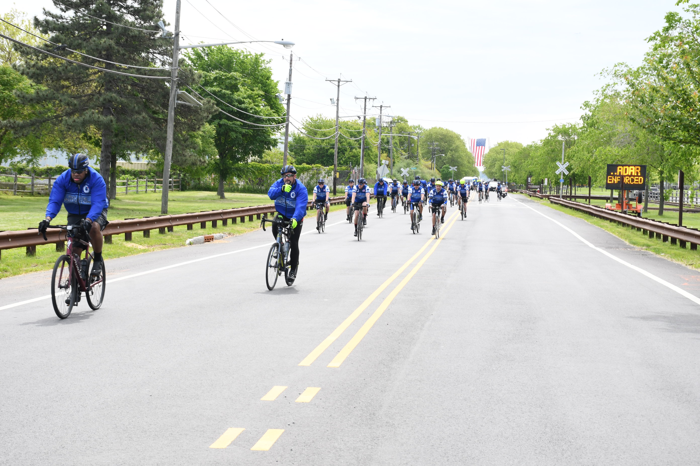 Police officers from Jersey City and other Hudson County police departments and law enforcement agencies start the annual Police Unity Tour after a ceremony at Liberty State Park in Jersey City May 9, 2023. Over the course of the four-day Unity Tour, thousands of police officers from around the nation will bike together to reach the National Law Enforcement Officers Memorial in Washington, D.C.
