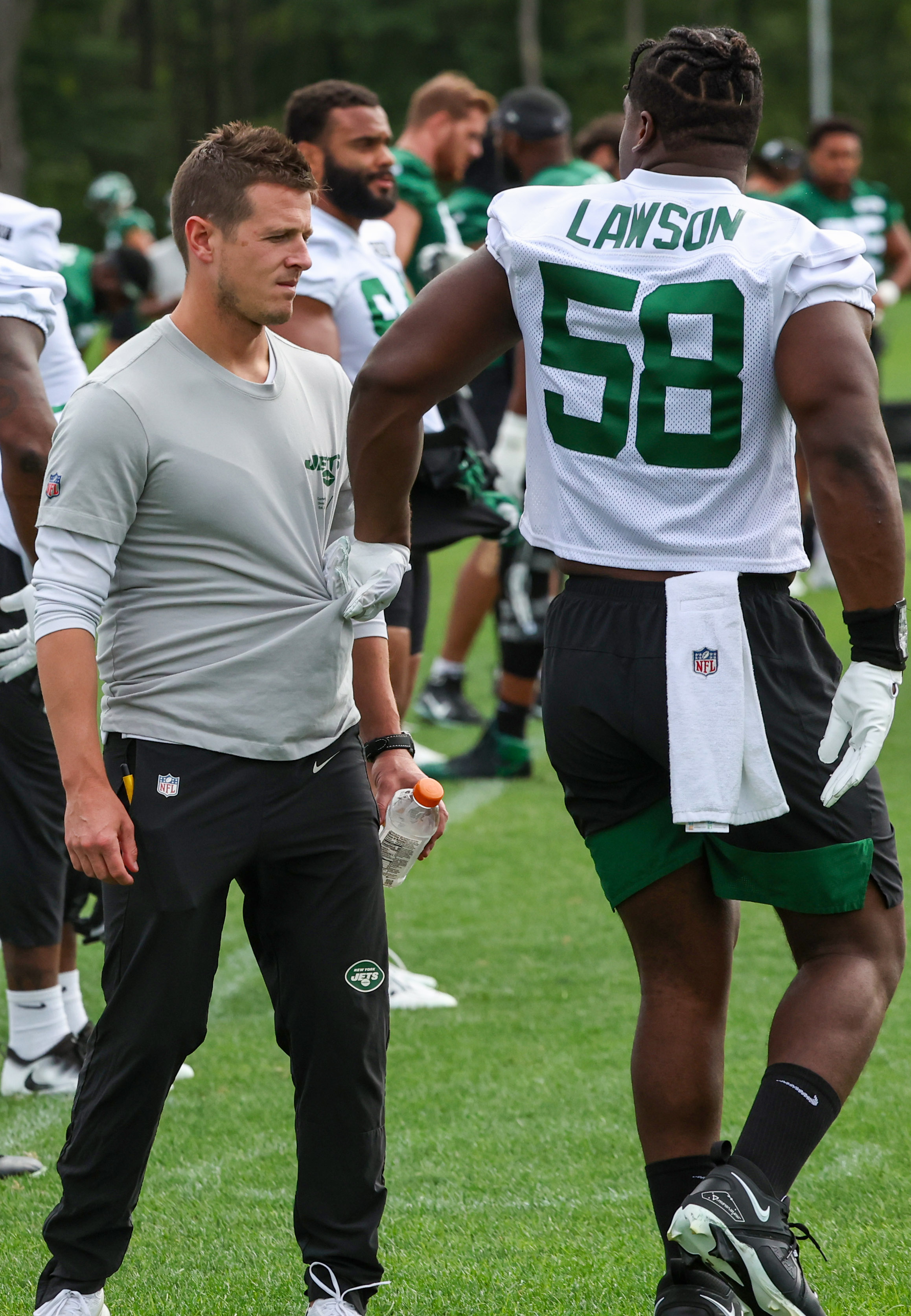 PHILADELPHIA, PA - AUGUST 12: New York Jets defensive end Carl