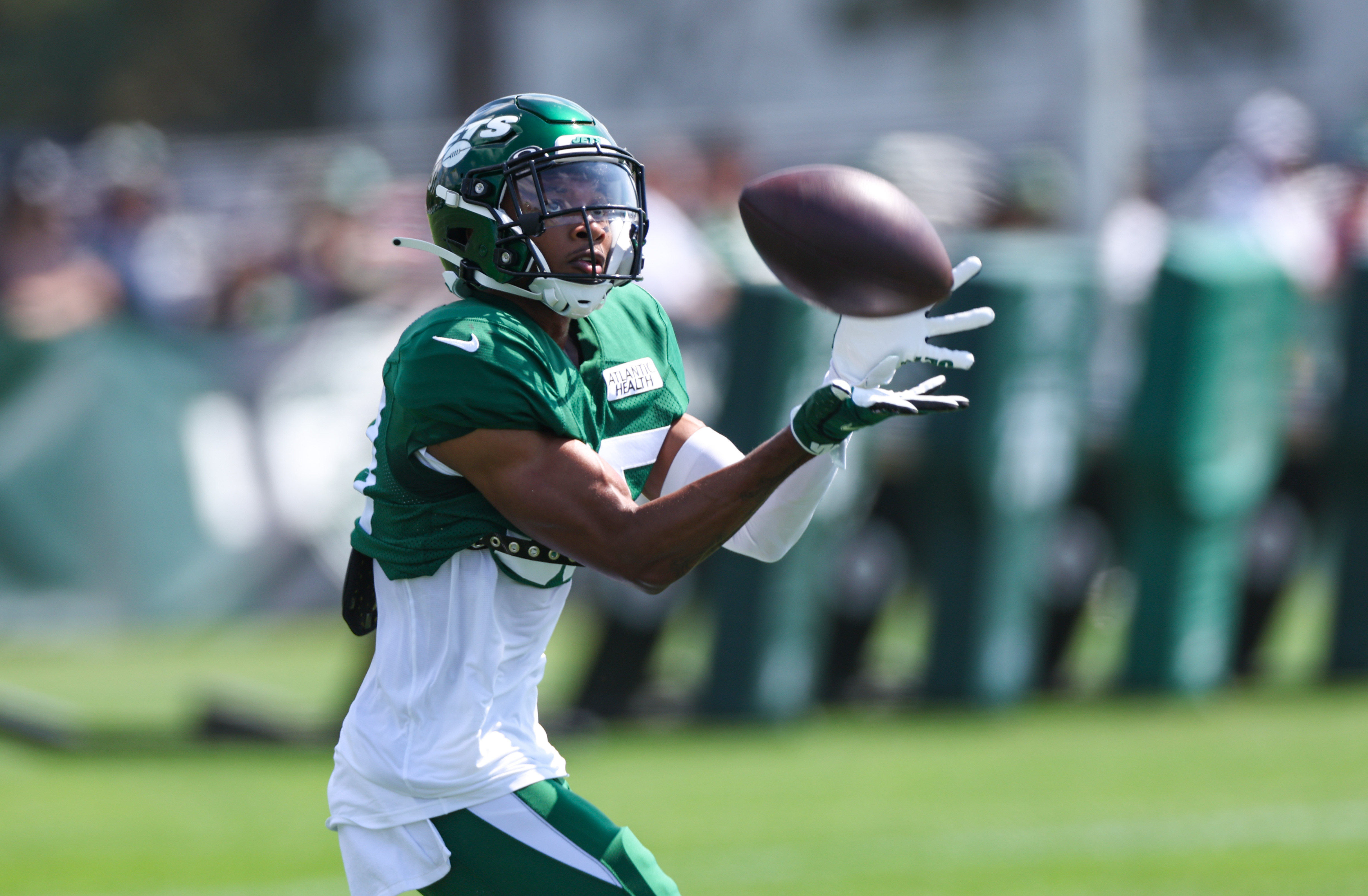 USA. 29th July, 2022. July 29, 2022, Florham Park, New Jersey, USA: New  York Jets' running back (20) Breece Hall during Jets training camp at the  Atlantic Health Jets Training Center, Florham