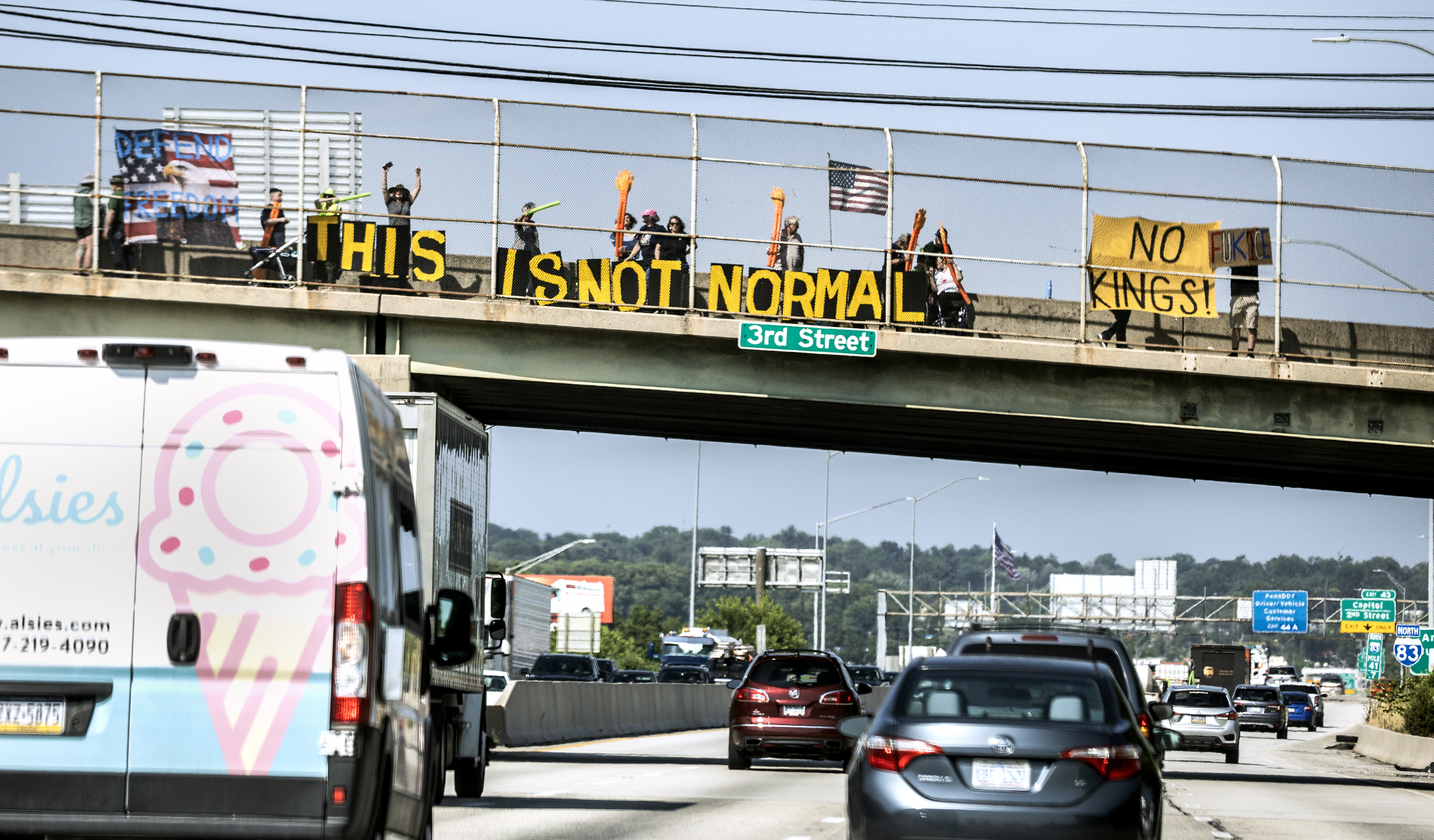 Groups protest Trump and ICE along Interstate 83 from Harrisburg to ...