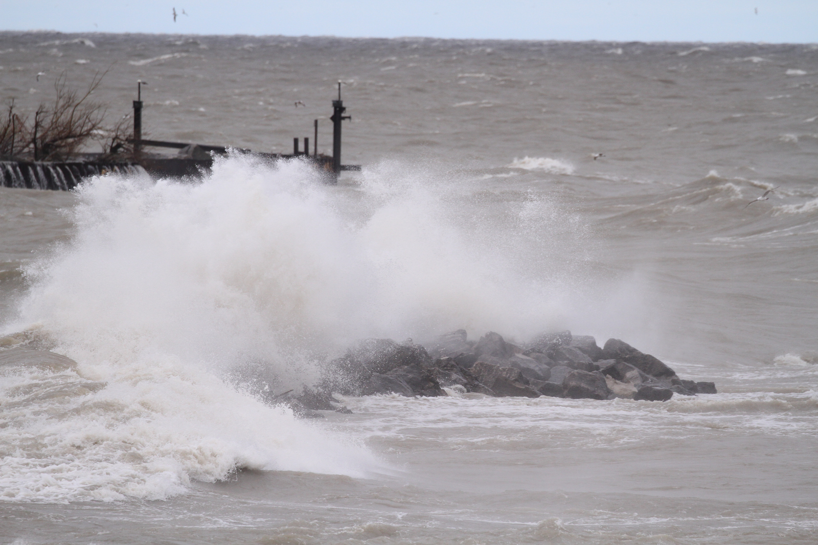 High winds along the Lake Erie shoreline in Northeast Ohio