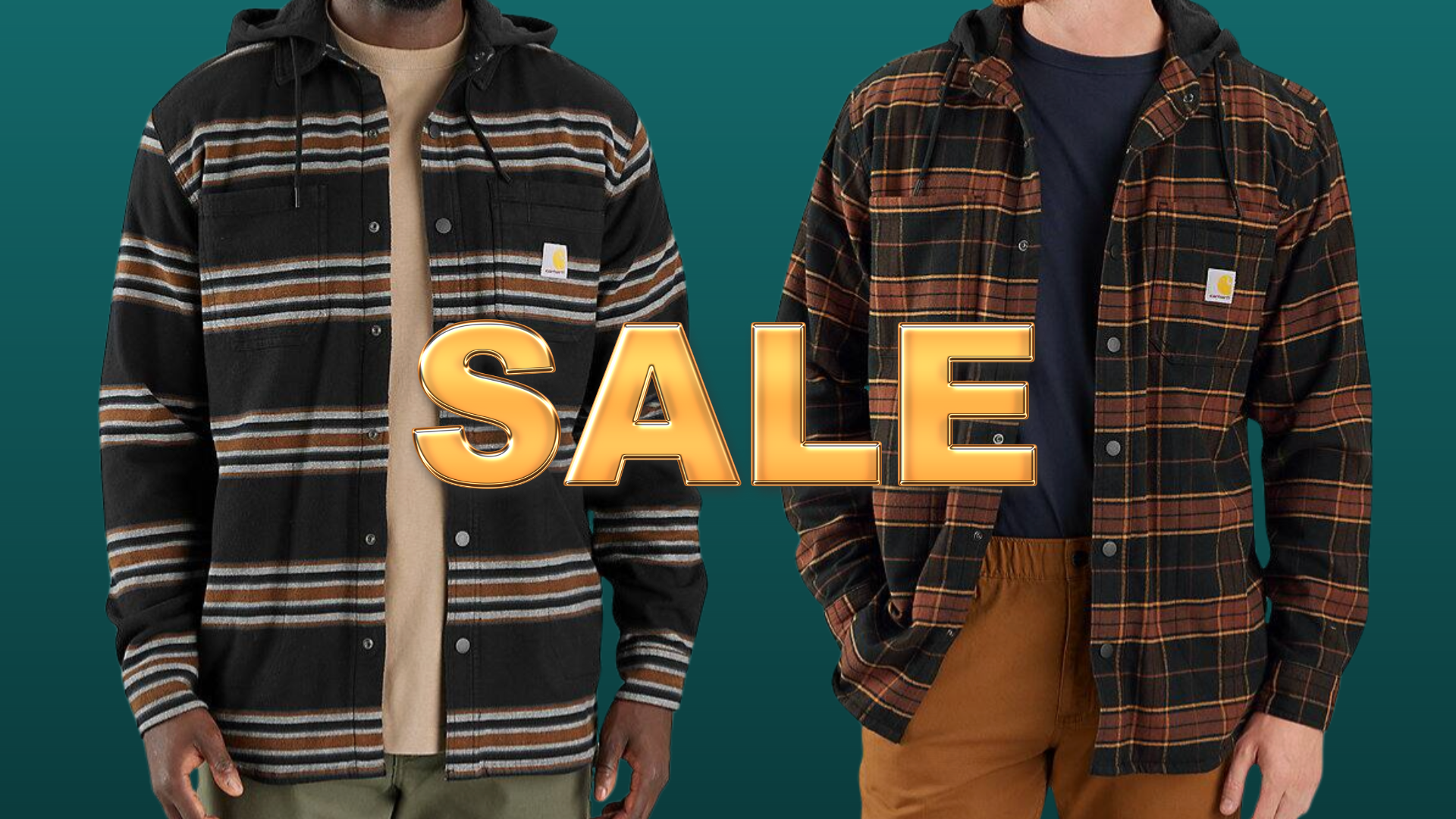 Carhartt hooded flannel shirt jacket with fleece 50% off: Two