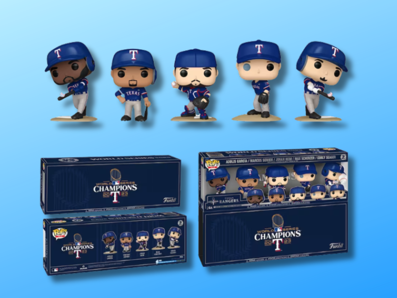 Texas Rangers 2023 World Series Champions Funko POP set now 50