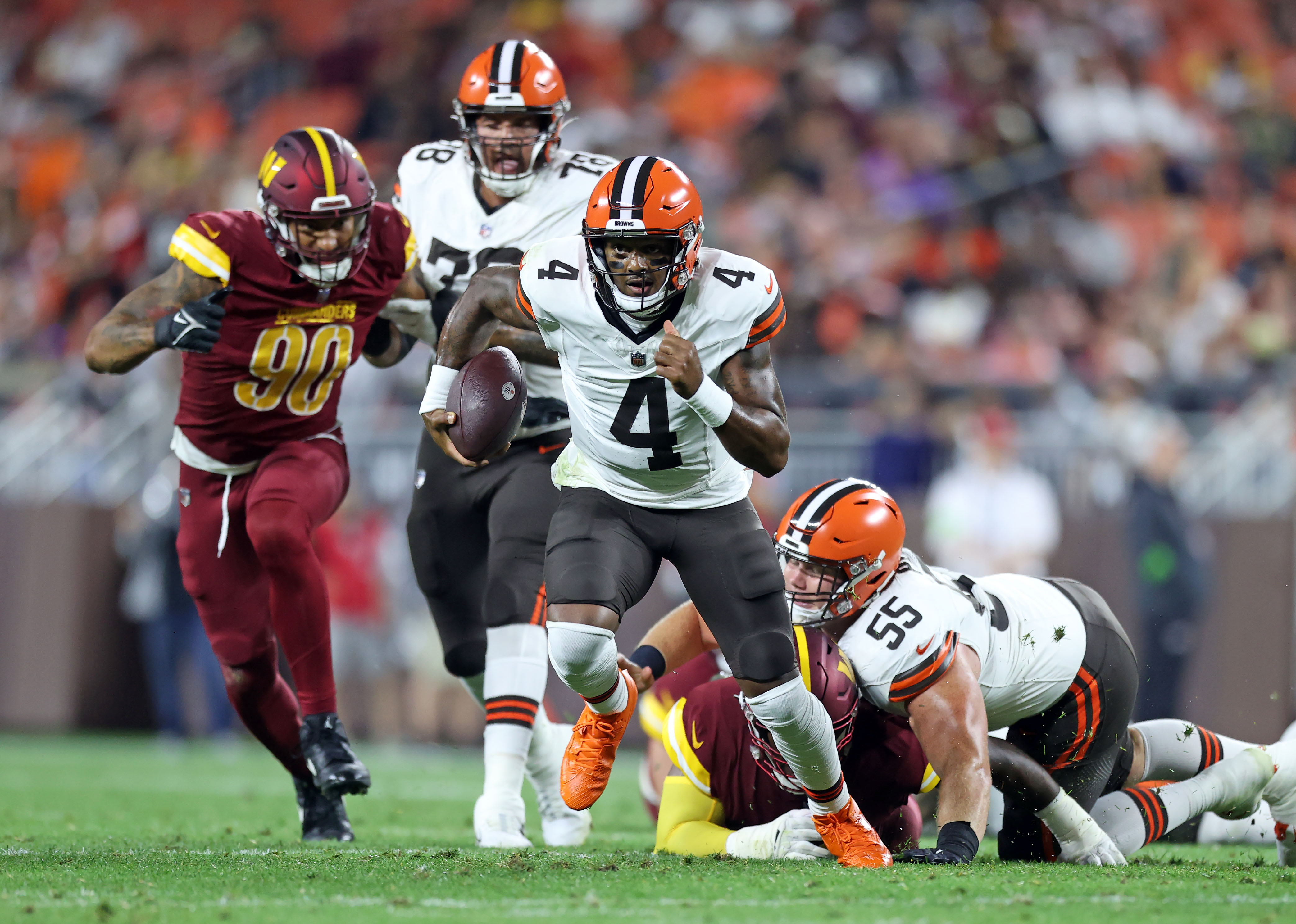 Washington Commanders safety Jartavius Martin defends during a preseason NFL  football game against the Cleveland Browns on Friday, Aug. 11, 2023, in  Cleveland. Washington won 17-15. (AP Photo/David Richard Stock Photo - Alamy