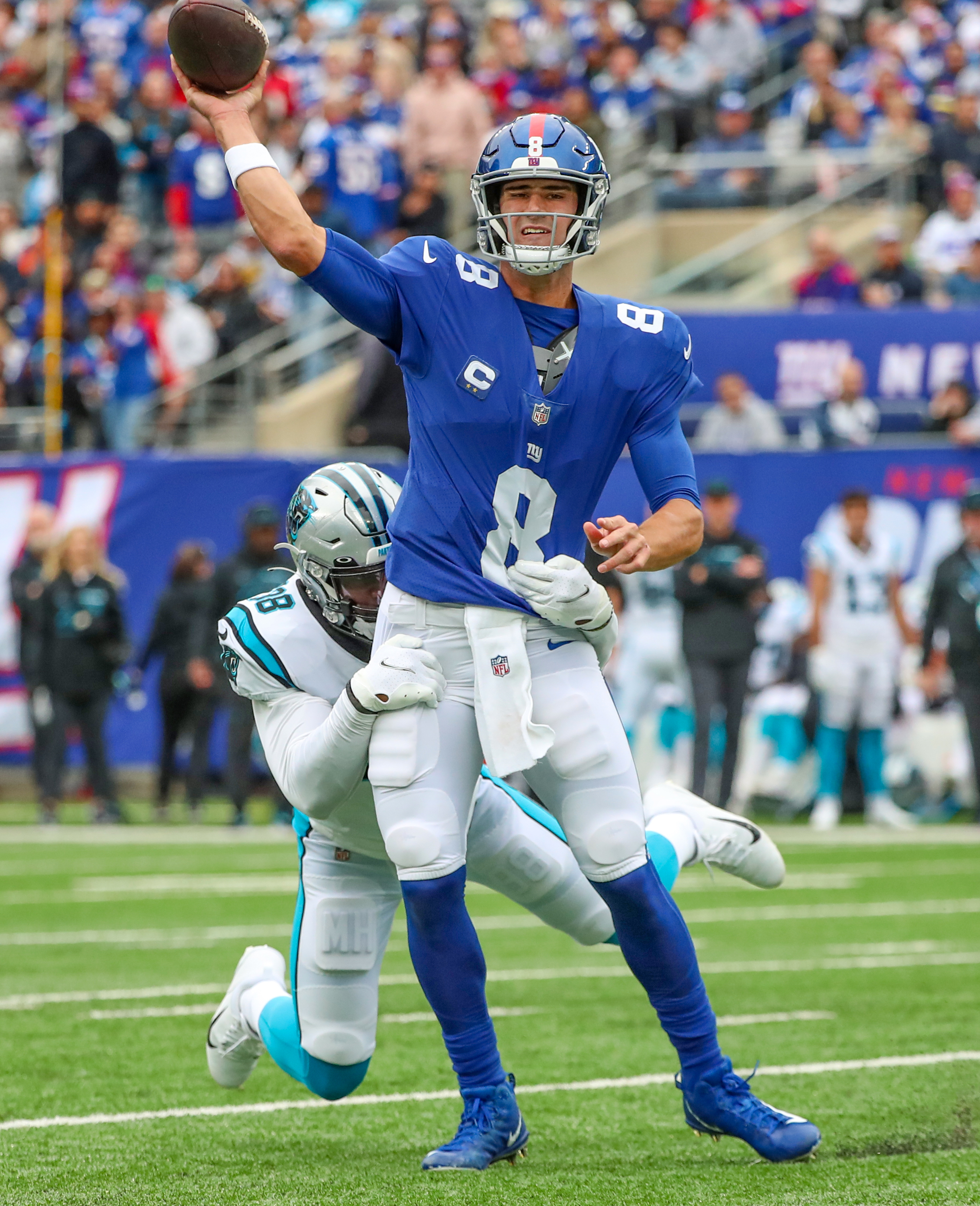 Carolina Panthers defensive end Marquis Haynes (98) runs against