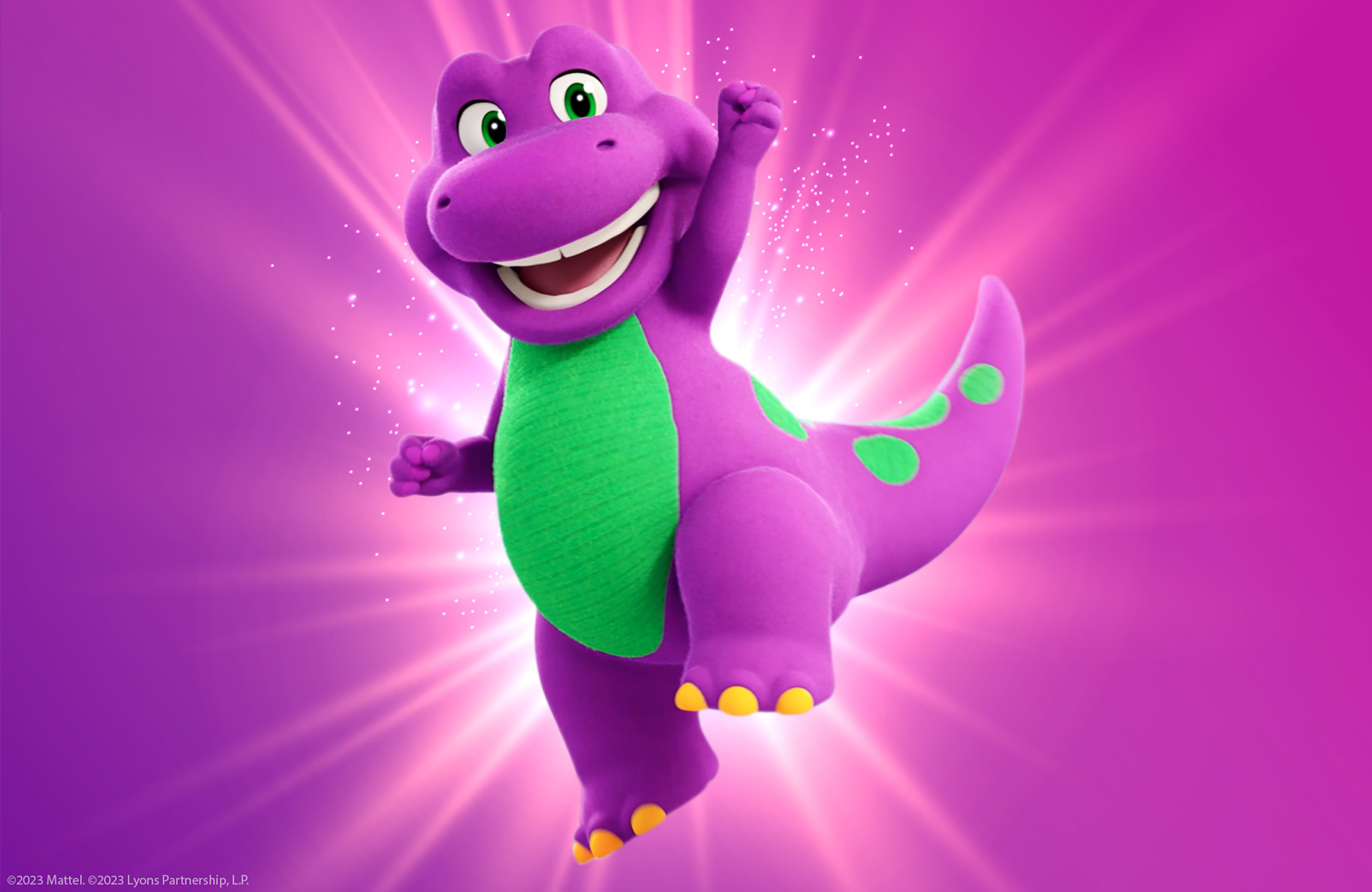 Barney, the big purple dinosaur, is back with a new look