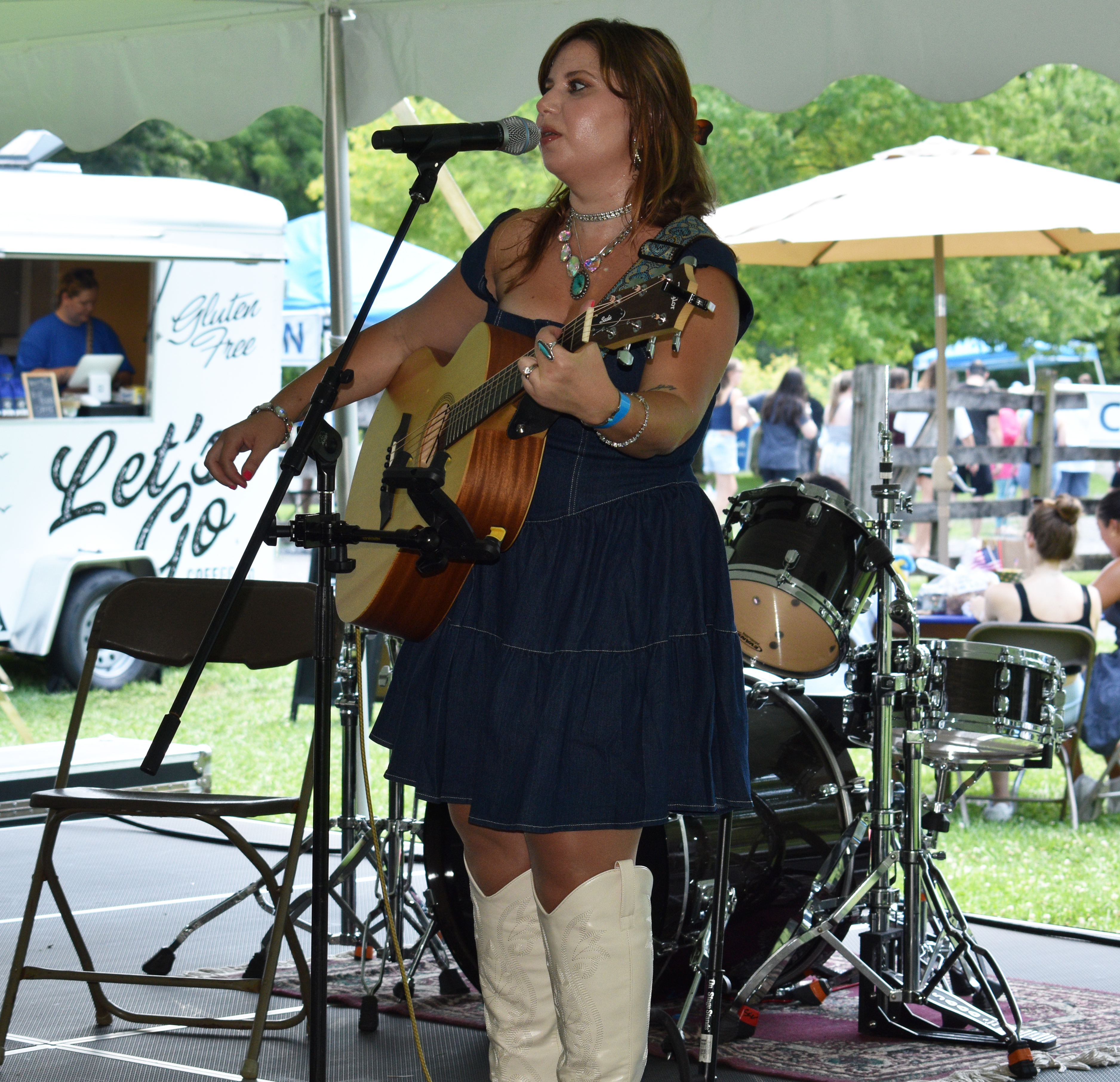 Sadie Pepitone performs on the Tavern Stage as Historic Bethlehem Museums & Sites opens its two-day Blueberry Festival & Market To Go on Saturday, July 13, 2024, that continues Sunday, at Burnside Plantation.