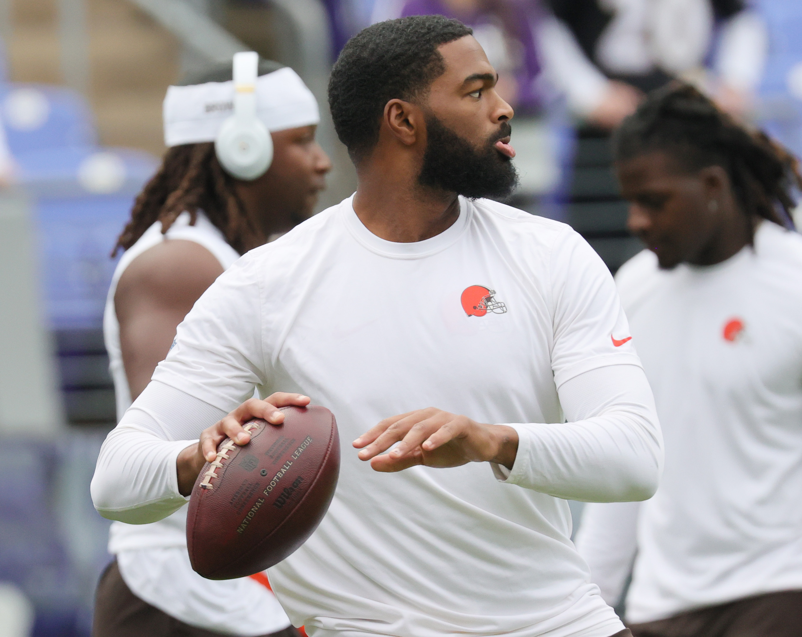 Jacoby Brissett Cleveland Browns Game-Used #7 White Jersey vs. Baltimore  Ravens on October 23 2022